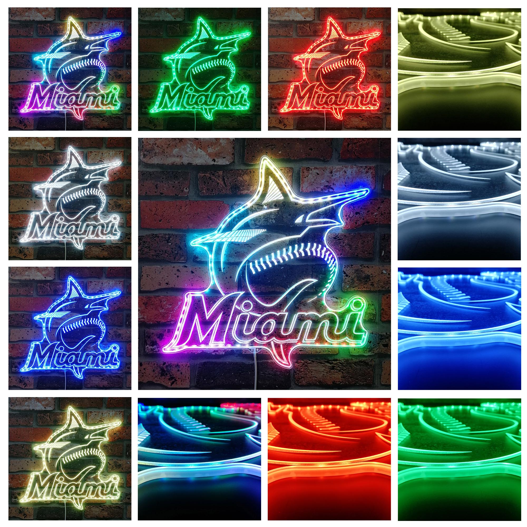 Miami Marlins Dynamic RGB Edge Lit LED Sign