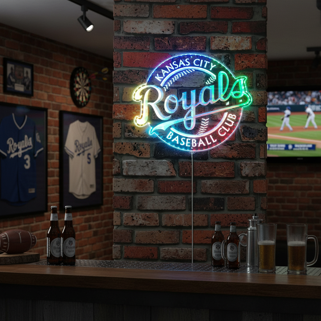 MLB Kansas City Royals Neon LED Sign with Dynamic RGB Colors