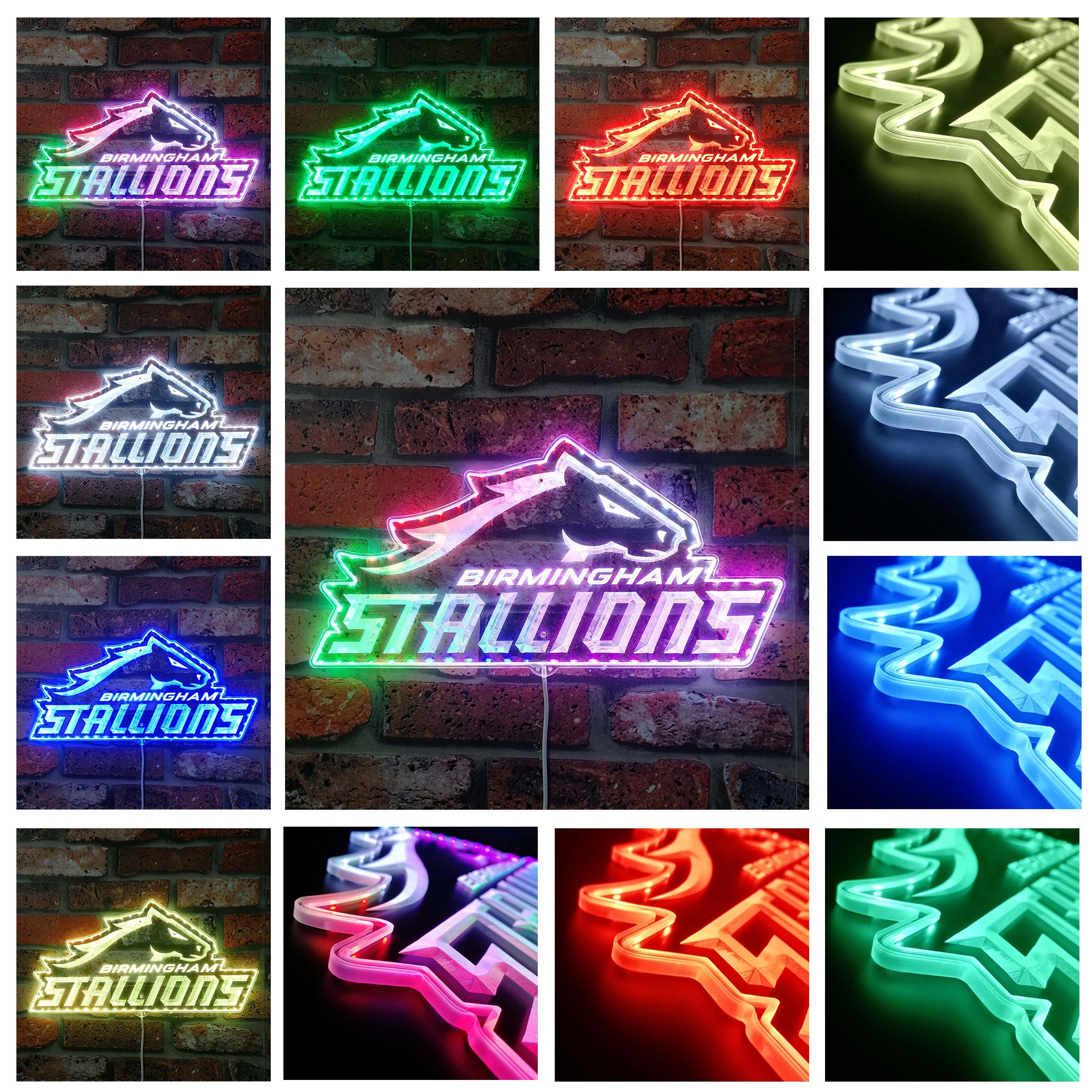 Birmingham Stallions Neon LED Sign with Dynamic RGB Colors