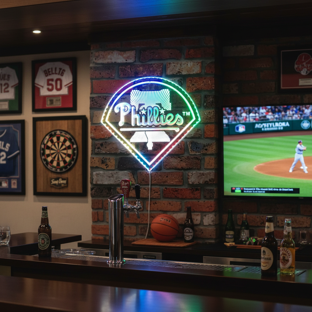 Philadelphia Phillies Neon LED Sign with Dynamic RGB Colors