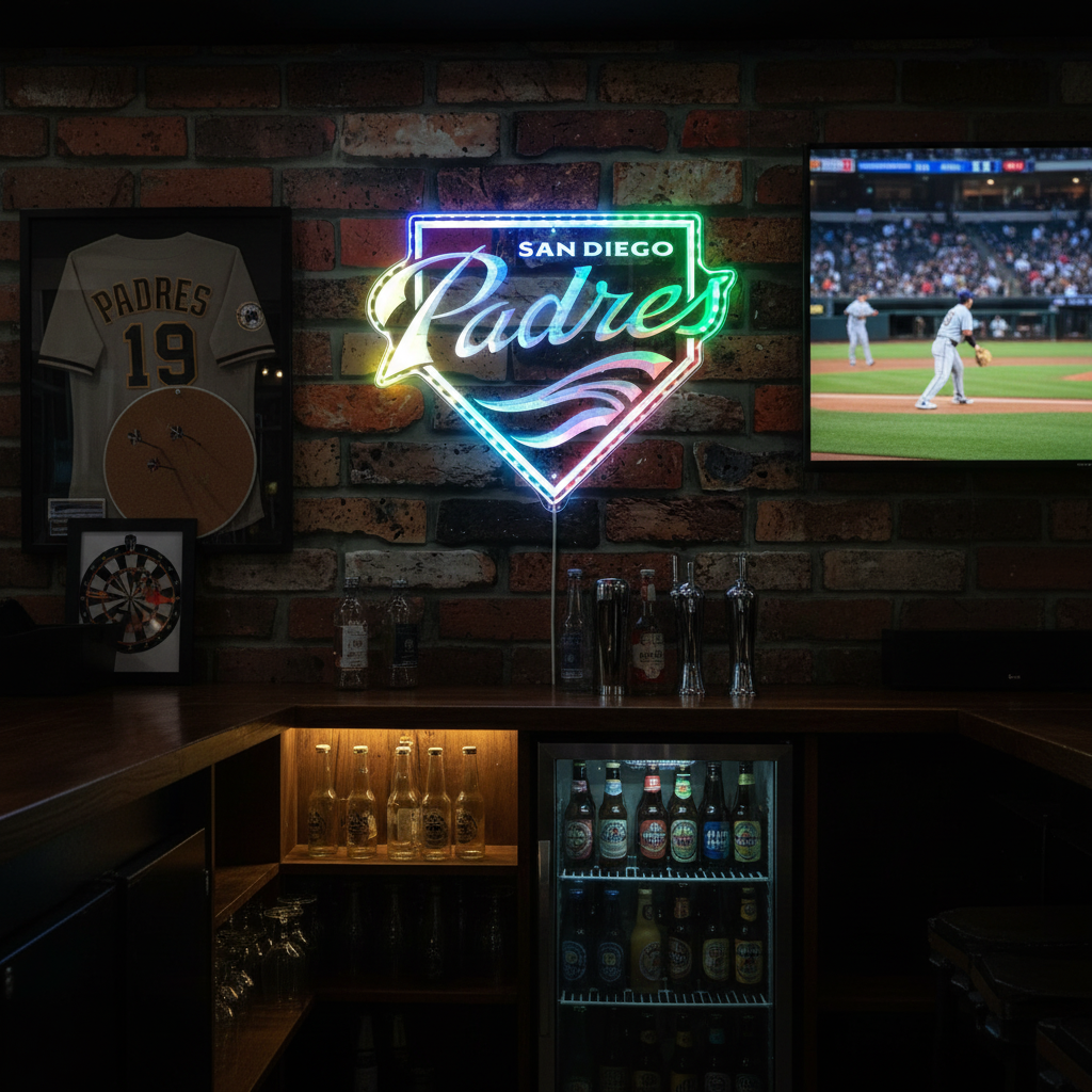 San Diego Padres Neon LED Sign with Dynamic RGB Colors