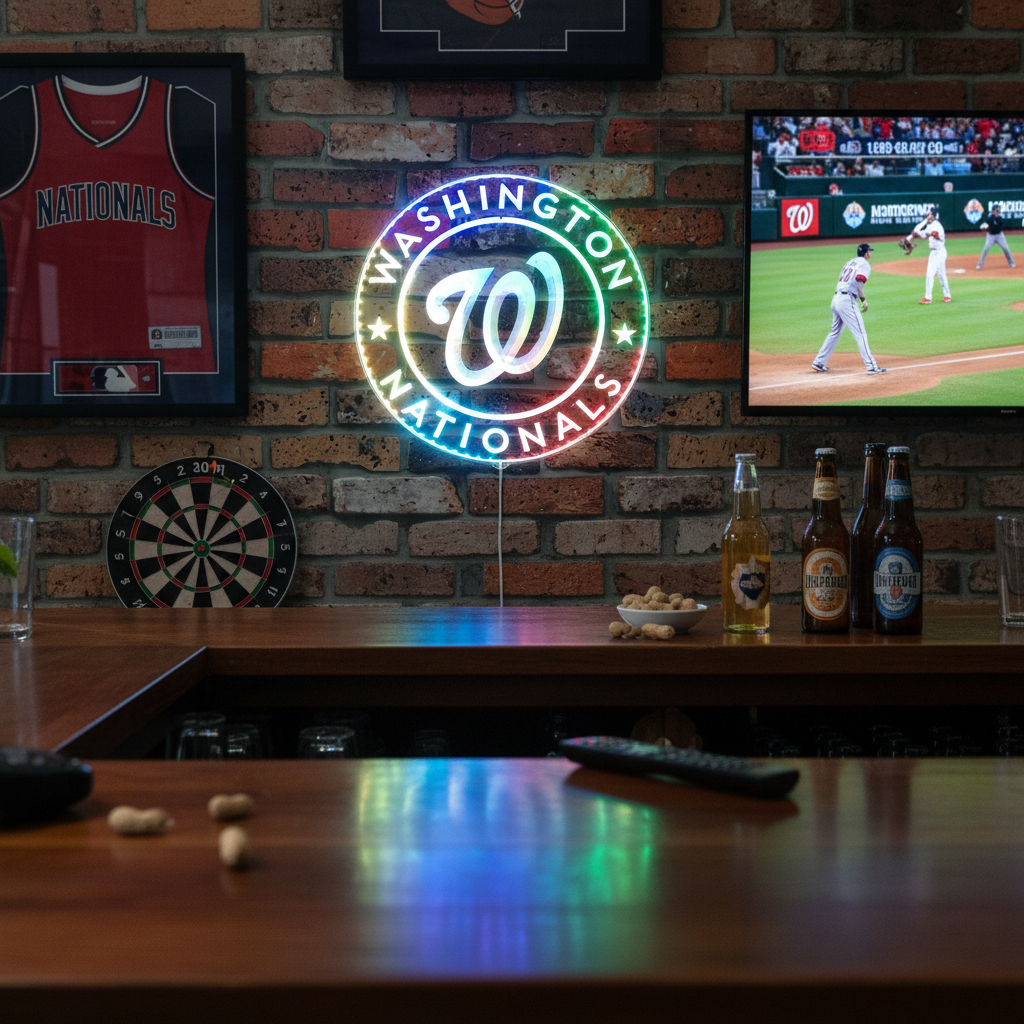 Washington Nationals Neon LED Sign with Dynamic RGB Colors