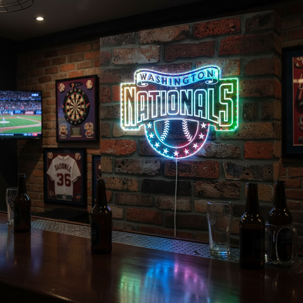Washington Nationals Neon LED Sign with Dynamic RGB Colors