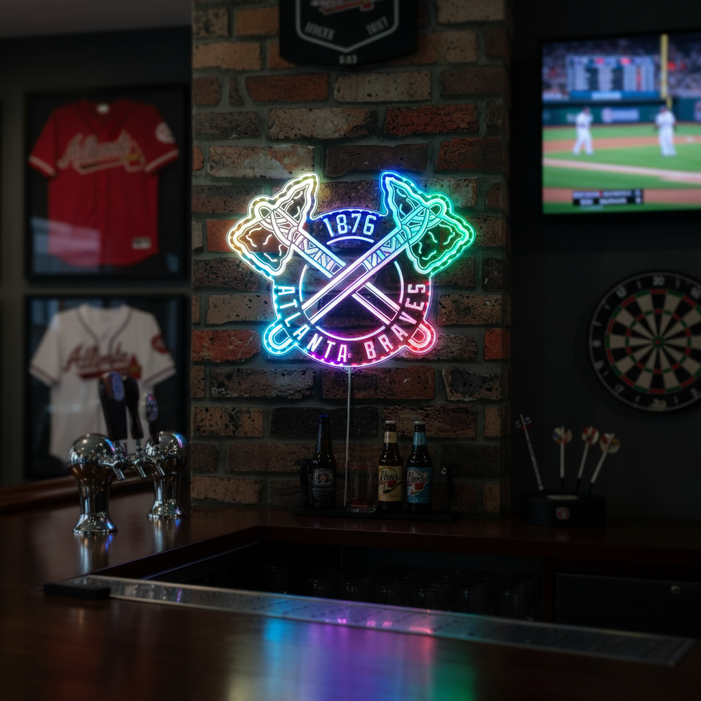 Atlanta Braves Alternate Neon LED Sign with Dynamic RGB Colors