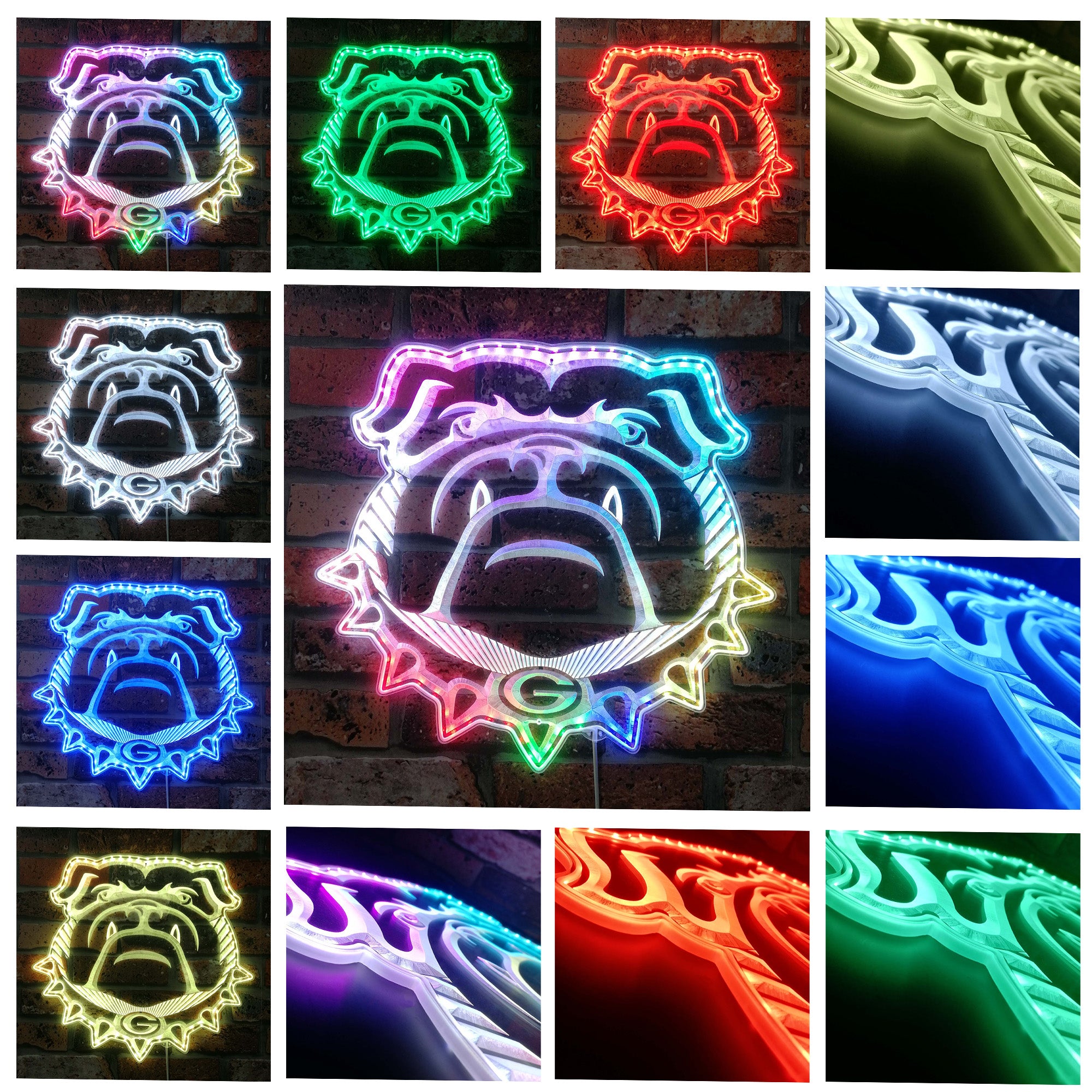 Georgia Bulldogs Neon LED Sign with Dynamic RGB Colors