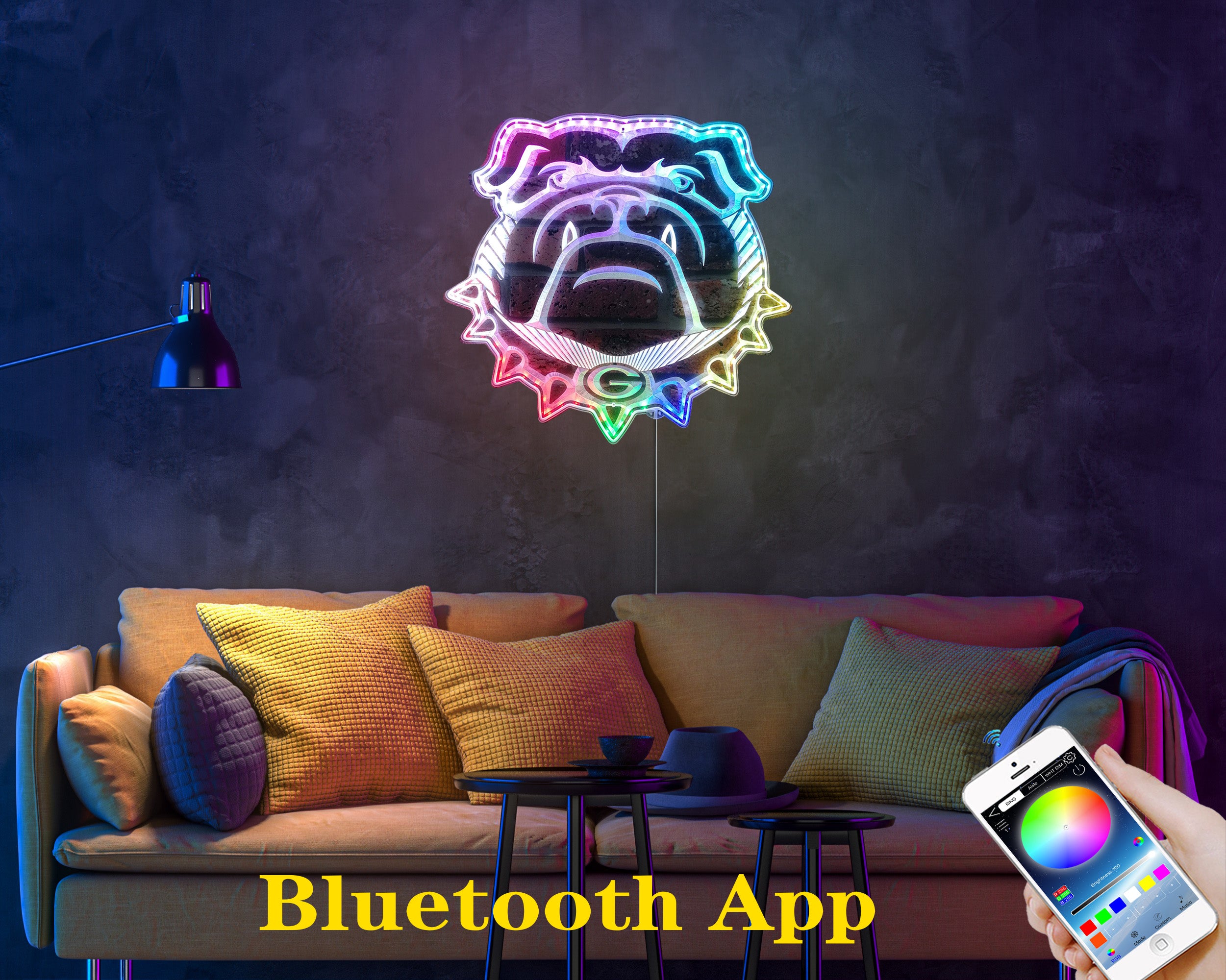 Georgia Bulldogs Neon LED Sign with Dynamic RGB Colors