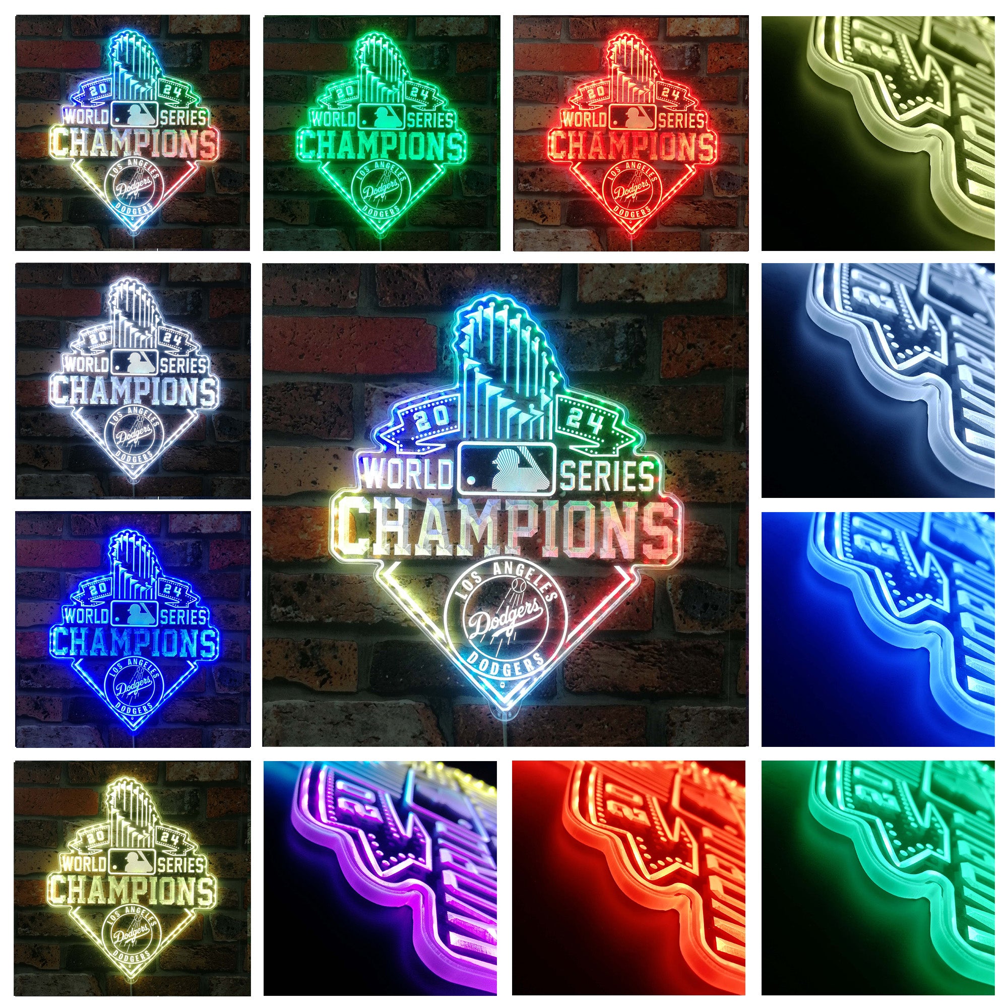 LA Dodgers Champions 2024 Dynamic RGB Edge Lit LED Sign