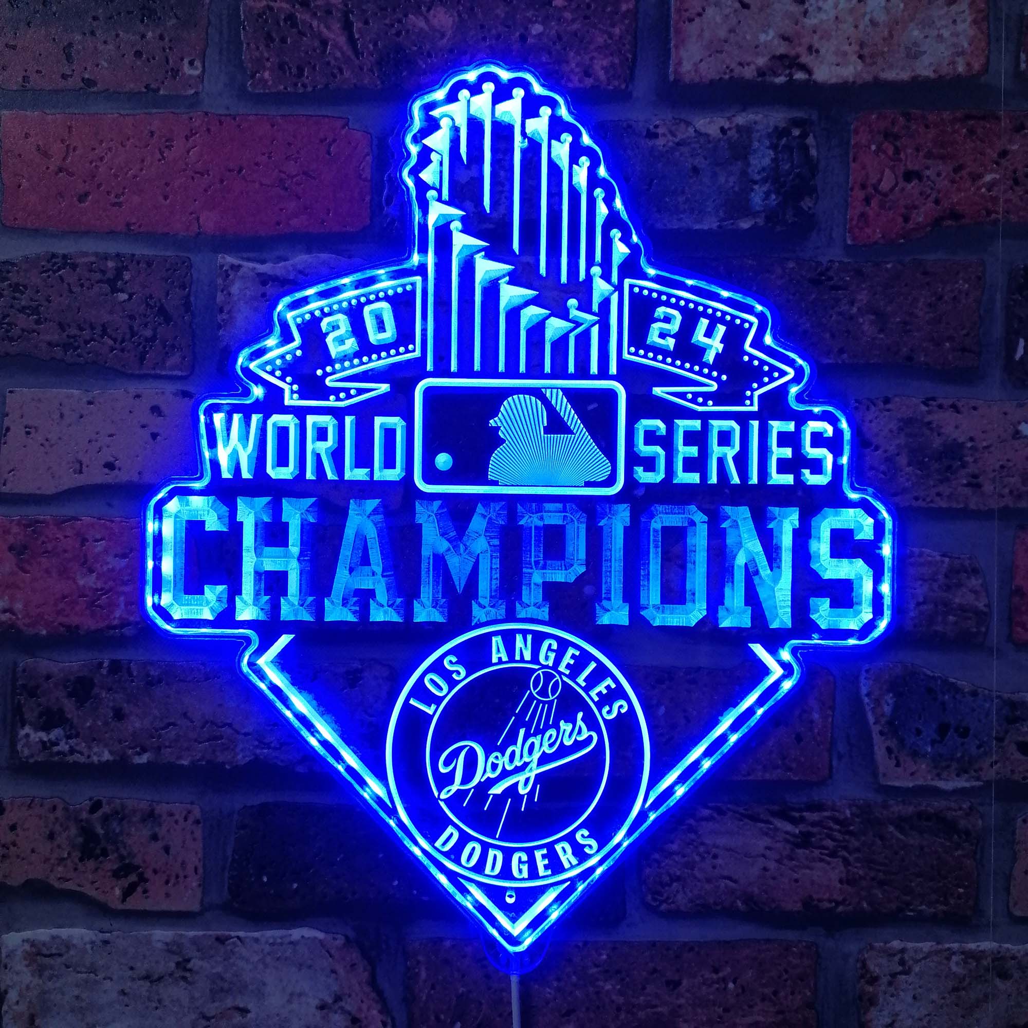 LA Dodgers Champions 2024 Dynamic RGB Edge Lit LED Sign