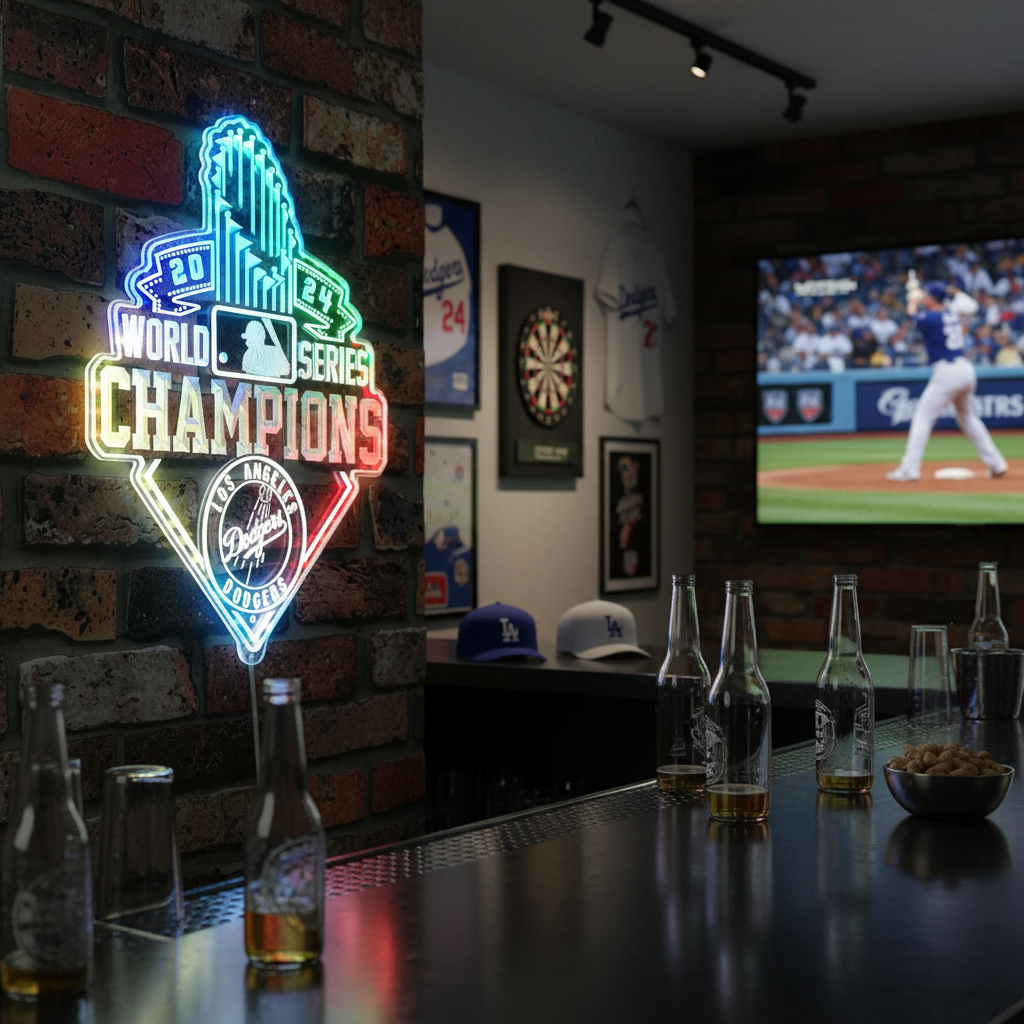 LA Dodgers Champions 2024 Neon LED Sign with Dynamic RGB Colors