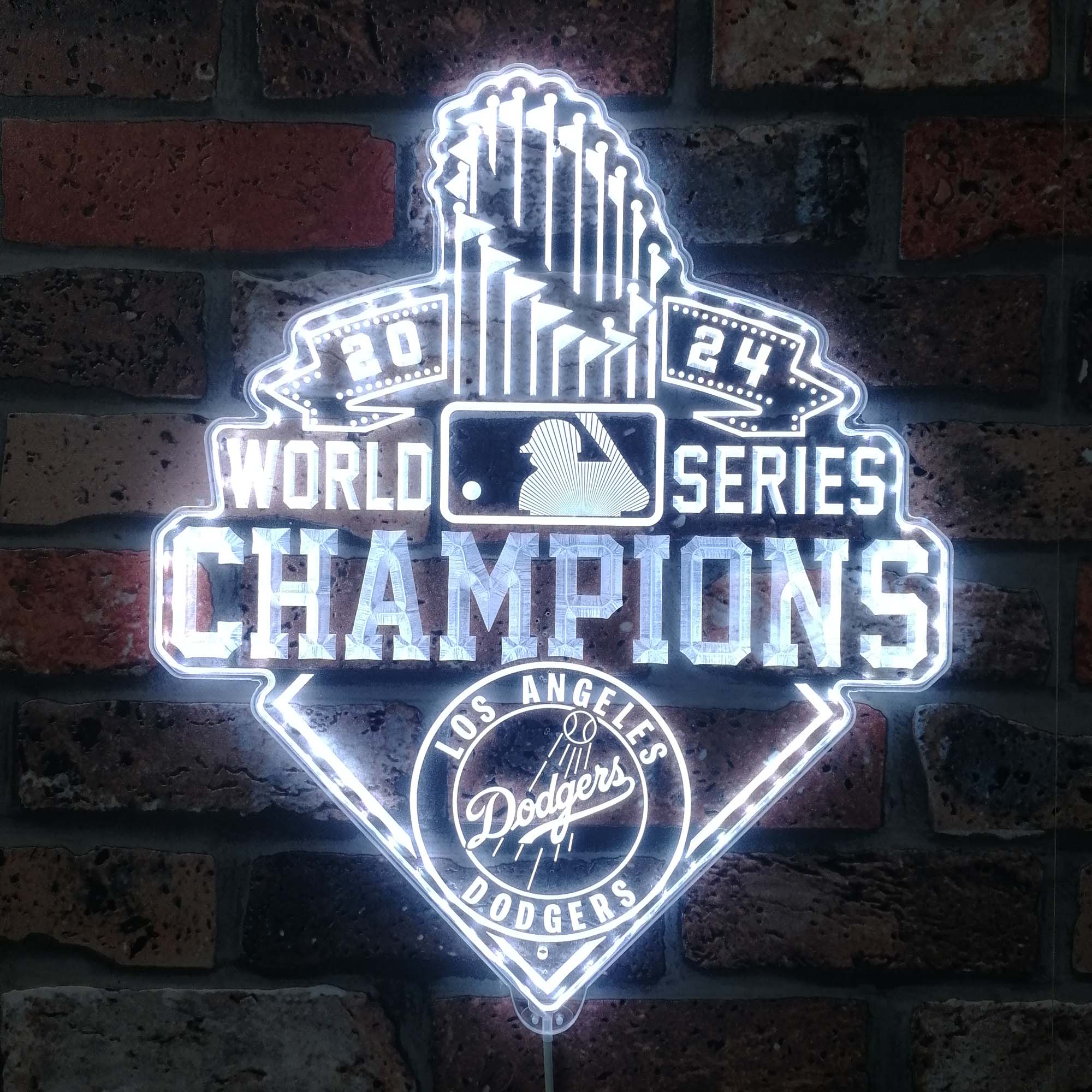 Los Angeles Dodgers World Champions Neon LED Sign with Dynamic RGB Colors