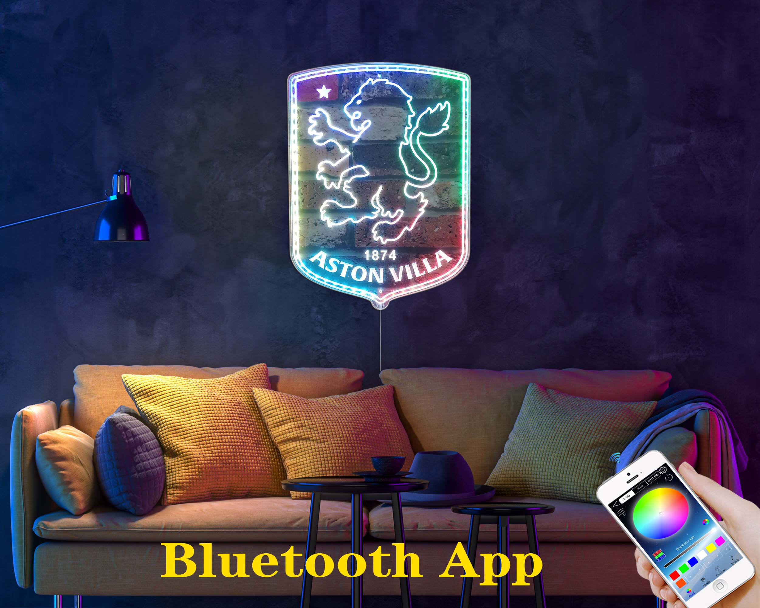 Aston Villa FC  Neon LED Sign with Dynamic RGB Colors