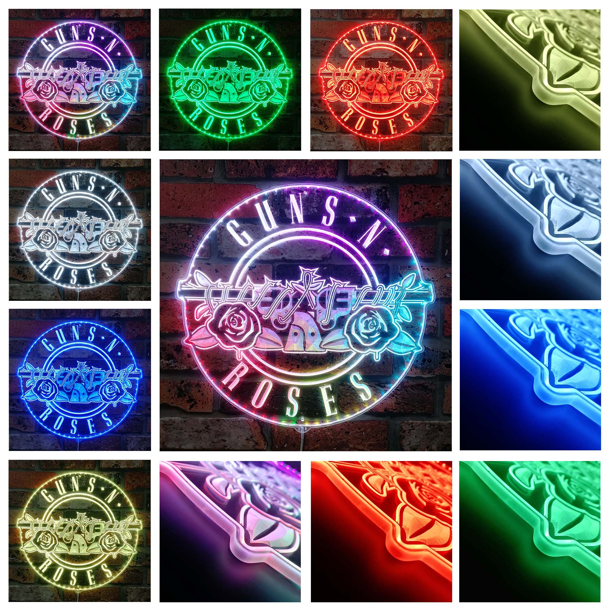 Guns n Roses Dynamic RGB Edge Lit LED Sign