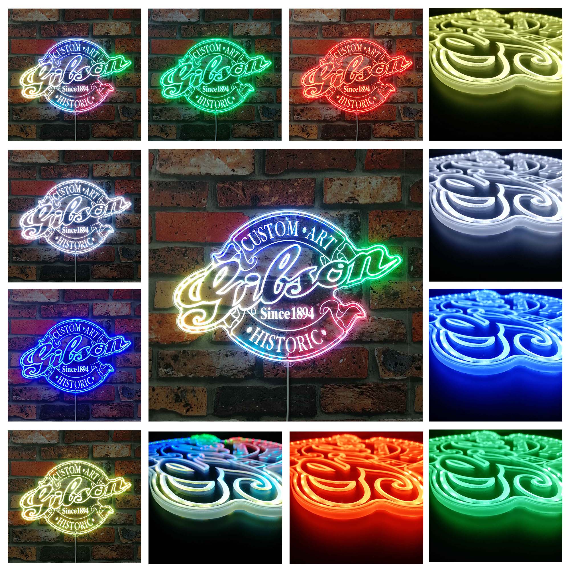 Gibson Neon LED Sign with Dynamic RGB Colors