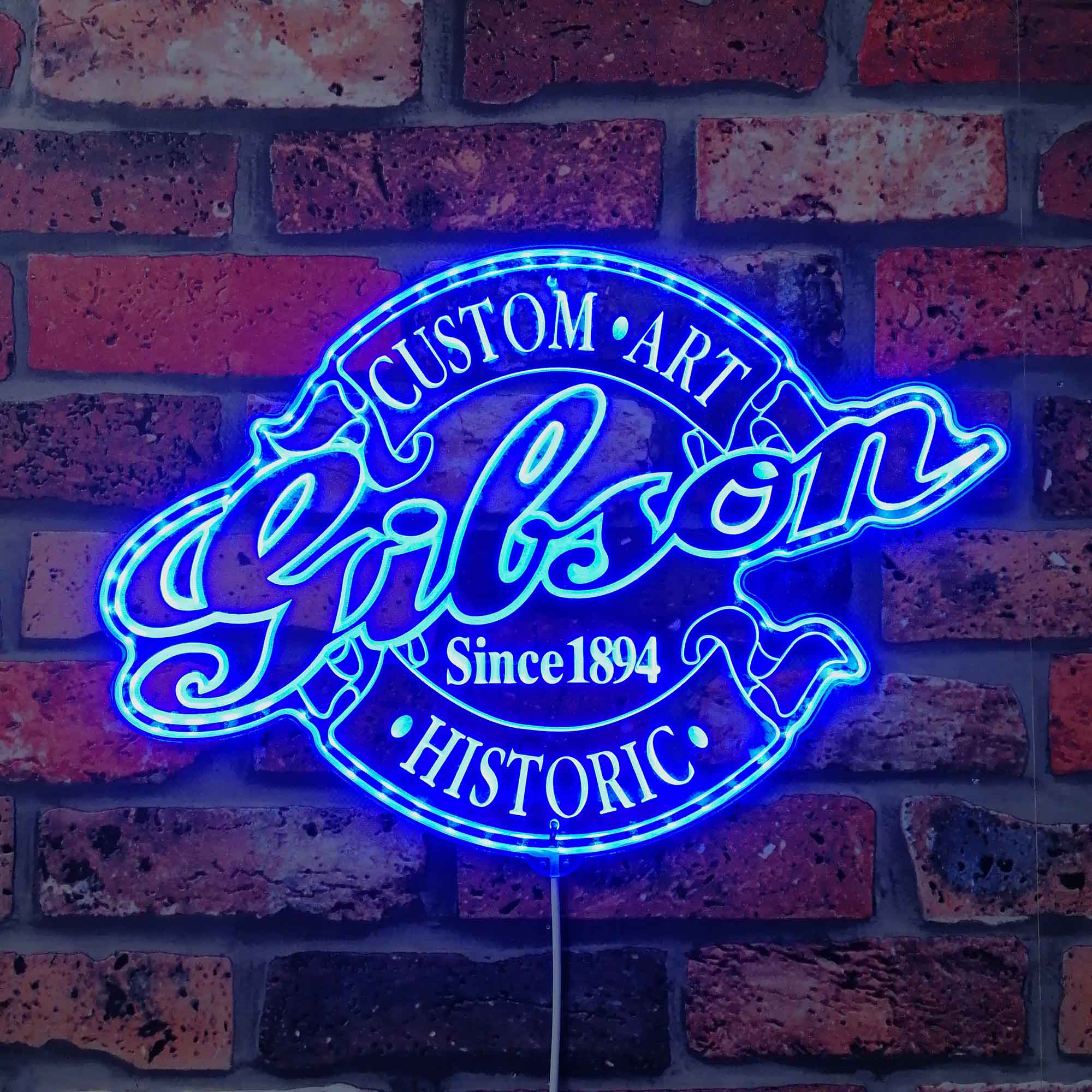 Gibson Neon LED Sign with Dynamic RGB Colors