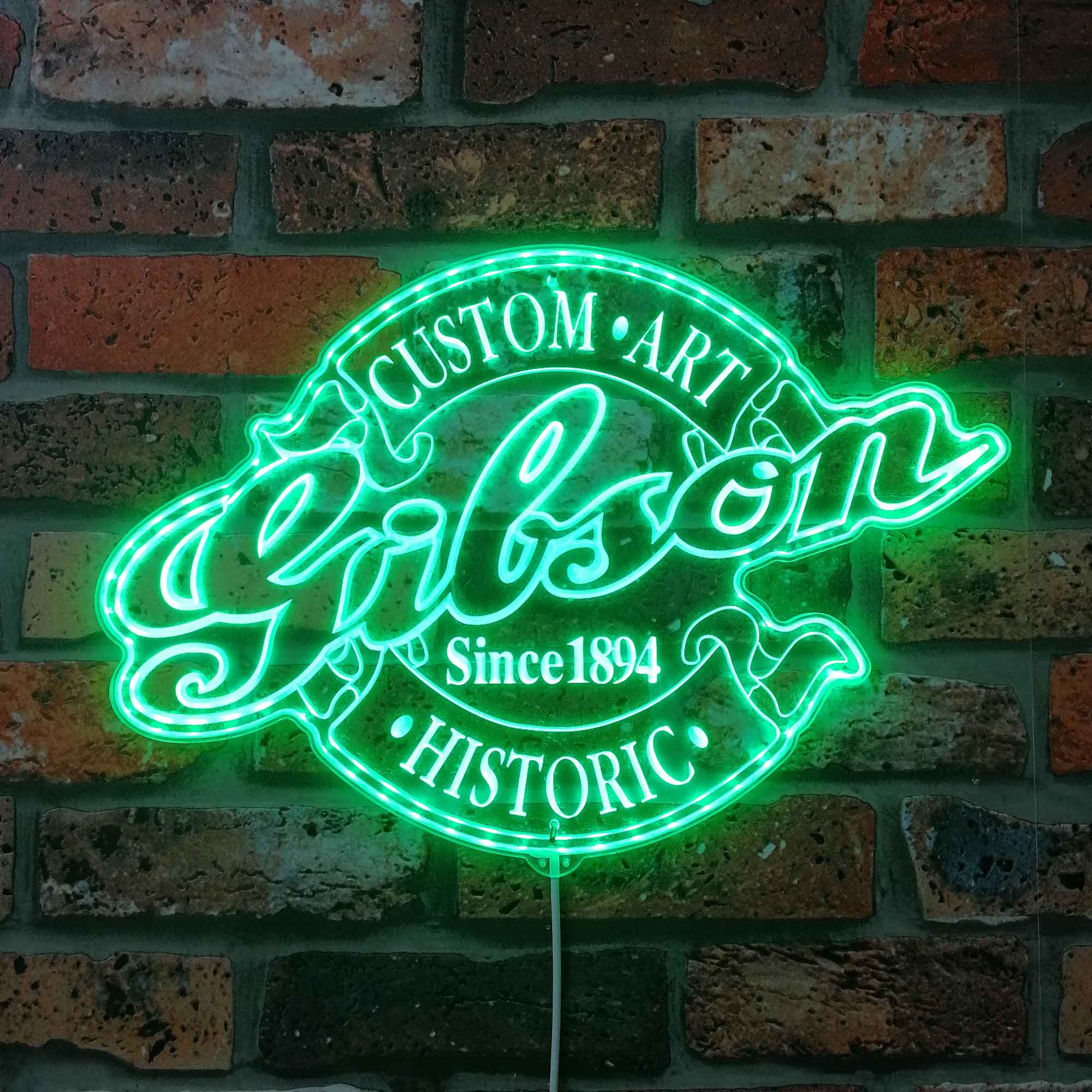 Gibson Neon LED Sign with Dynamic RGB Colors