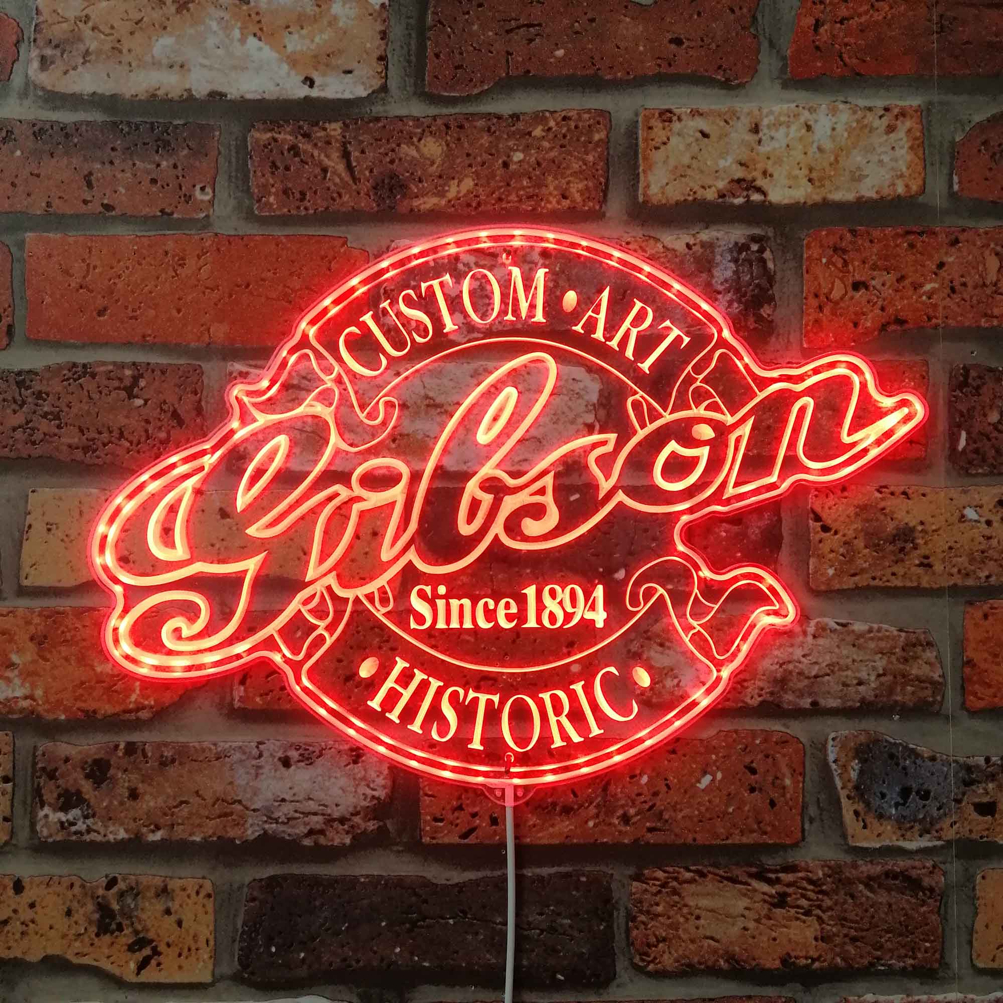 Gibson Neon LED Sign with Dynamic RGB Colors
