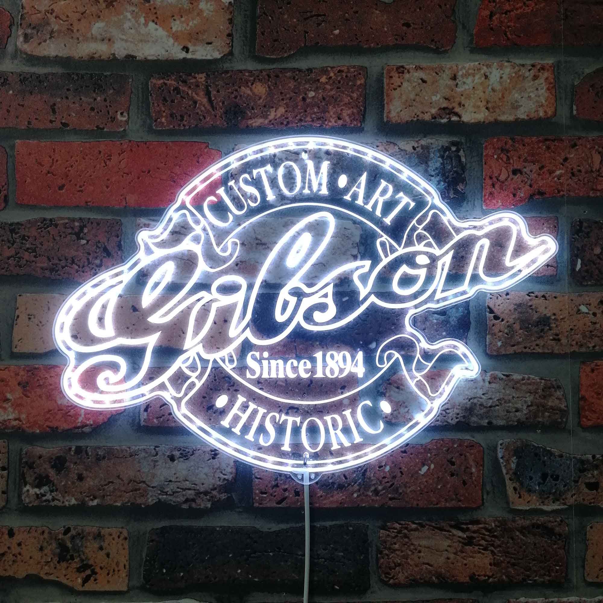 Gibson Neon LED Sign with Dynamic RGB Colors