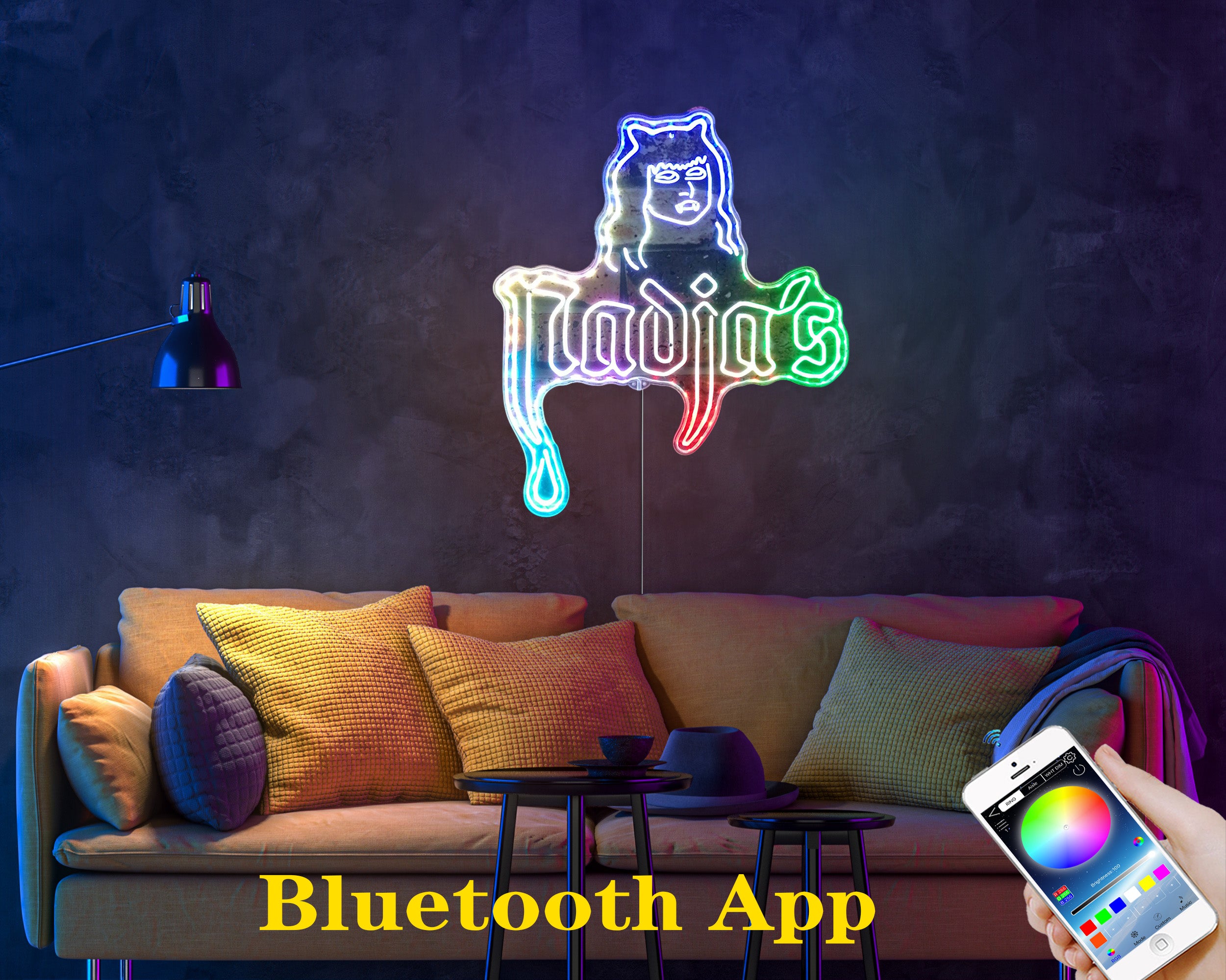 Nadja's Nightclub Neon LED Sign with Dynamic RGB Colors