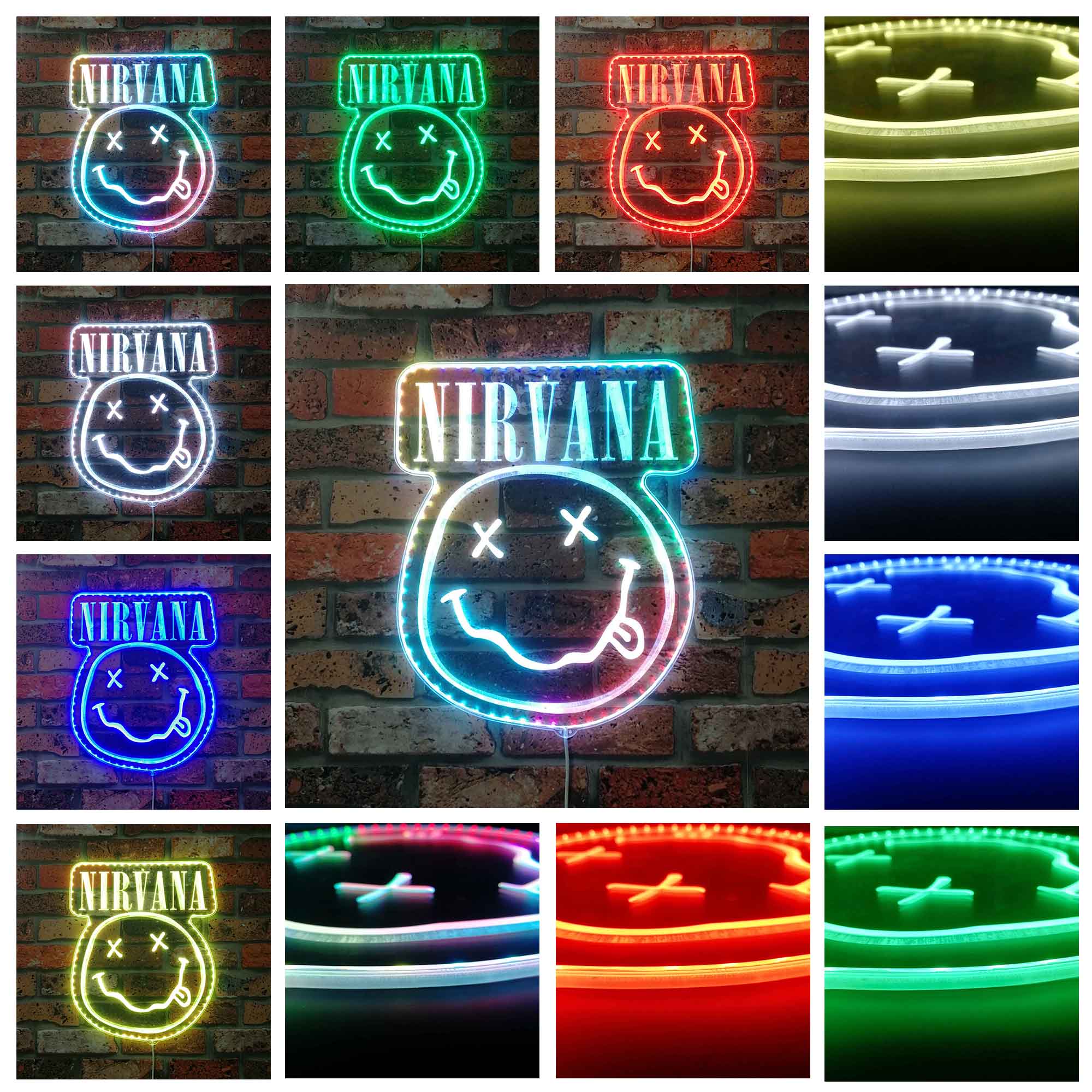 Nirvana Smiley Face Neon Neon LED Sign with Dynamic RGB Colors