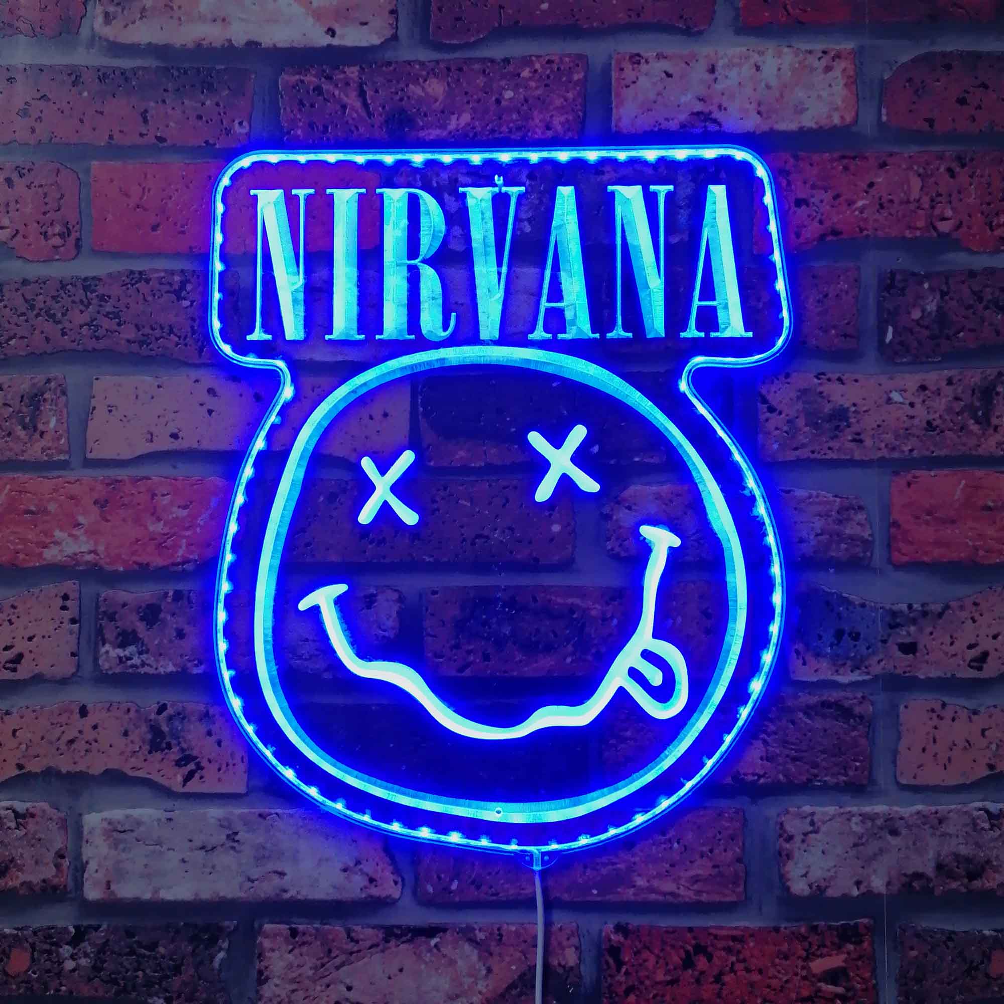 Nirvana Smiley Face Neon Neon LED Sign with Dynamic RGB Colors