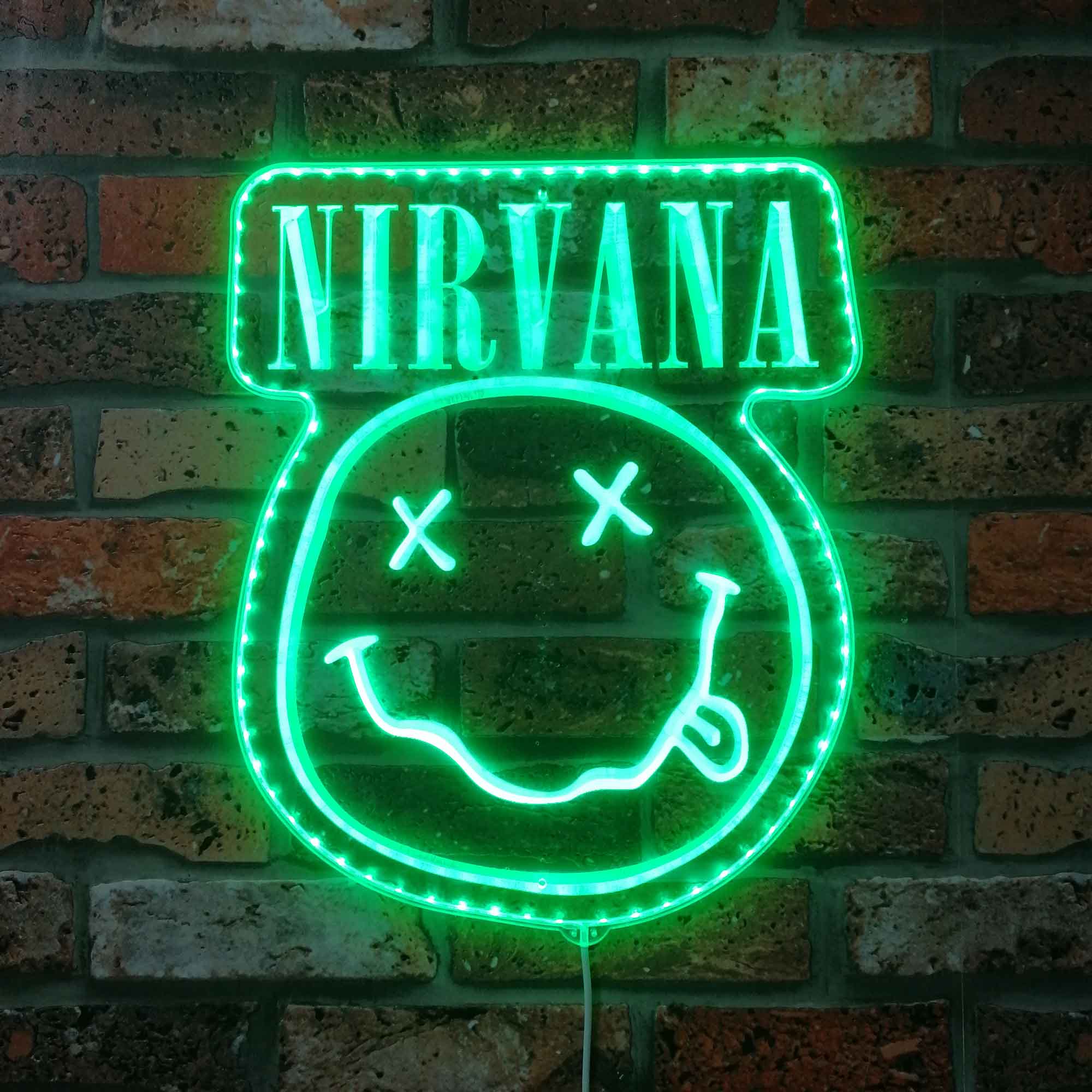 Nirvana Smiley Face Neon Neon LED Sign with Dynamic RGB Colors