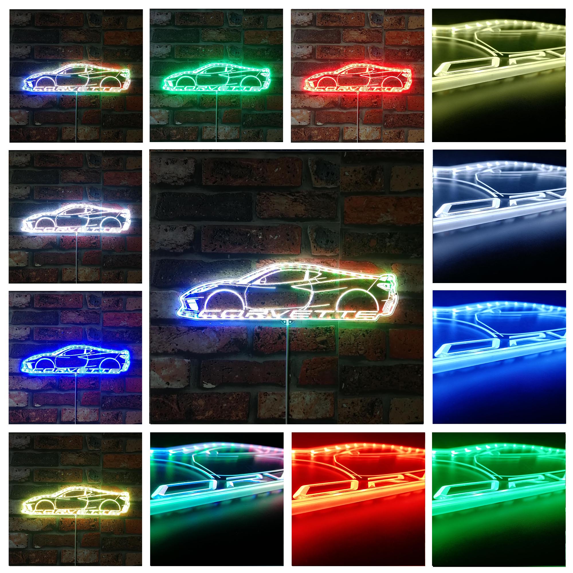 Corvette C8 Dynamic RGB Edge Lit LED Sign