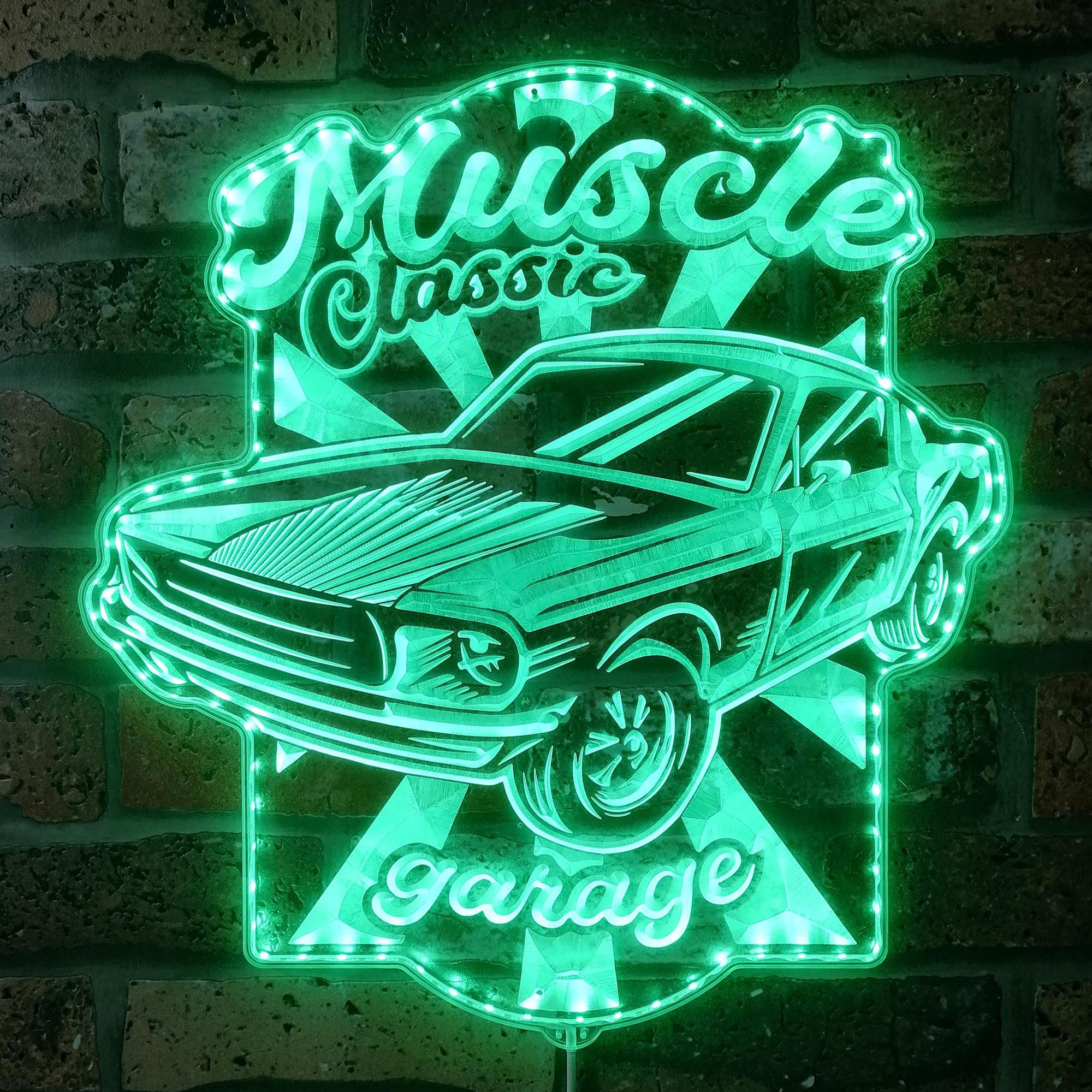 Mustang Garage Dynamic RGB Edge Lit LED Sign