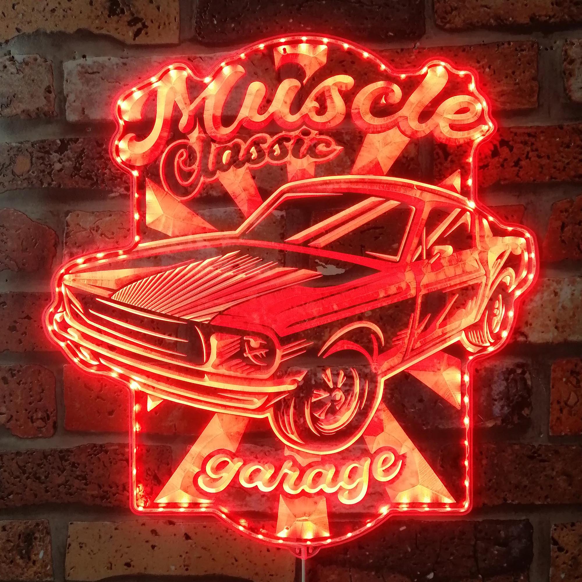 Mustang Garage Dynamic RGB Edge Lit LED Sign