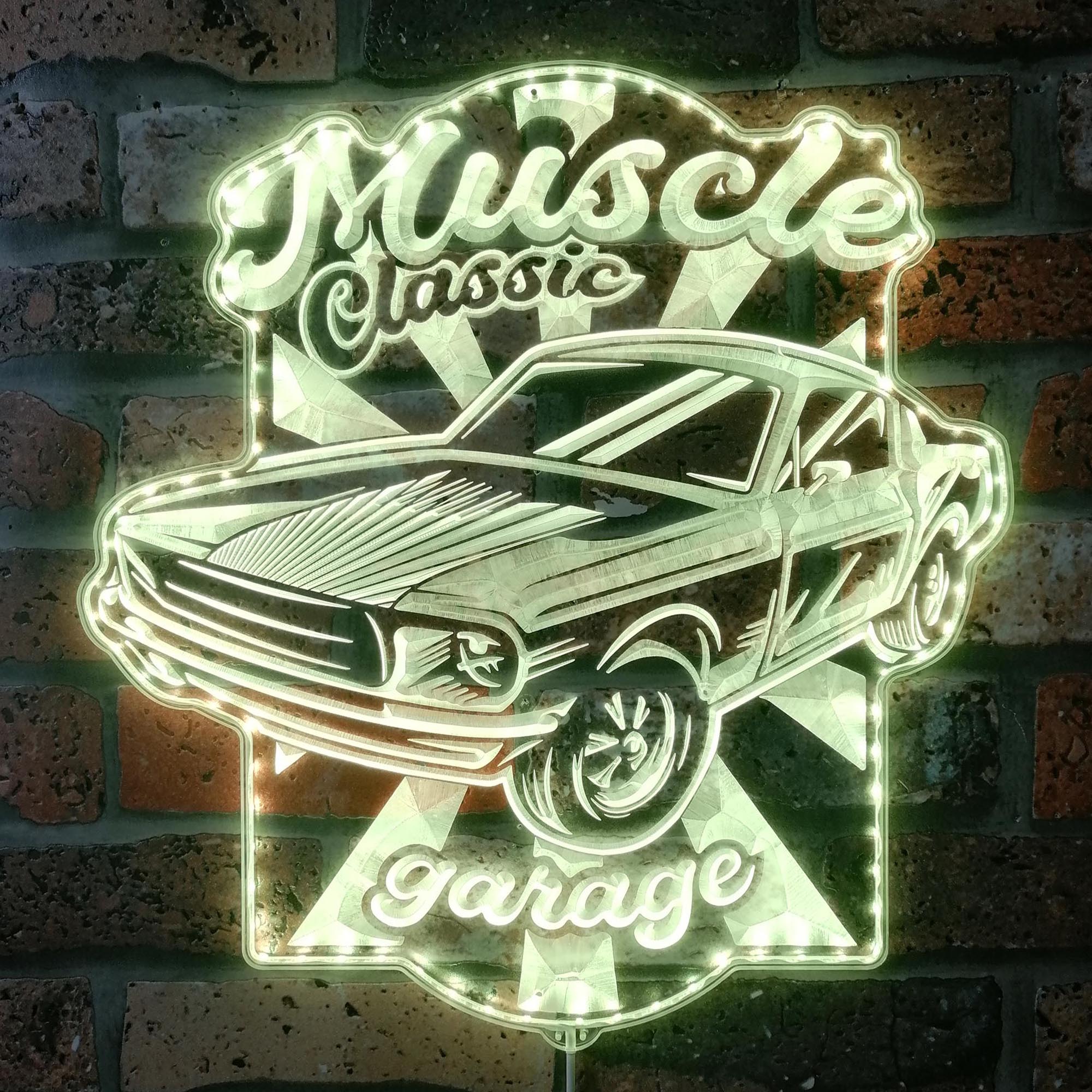 Mustang Garage Dynamic RGB Edge Lit LED Sign