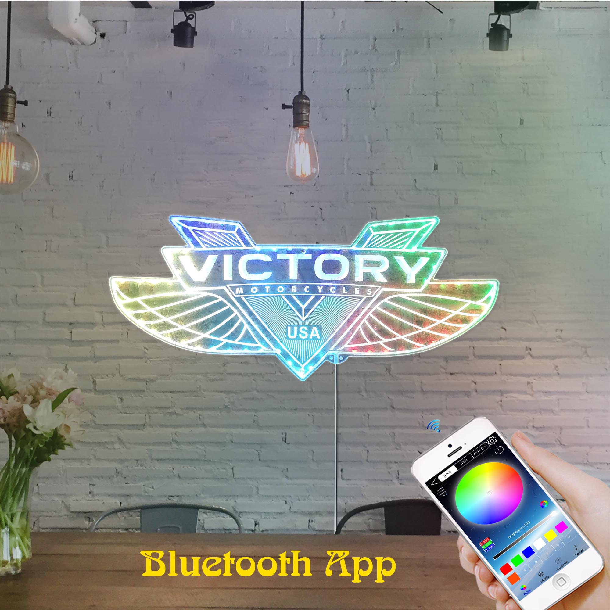Victory Motorcycles Dynamic RGB Edge Lit LED Sign