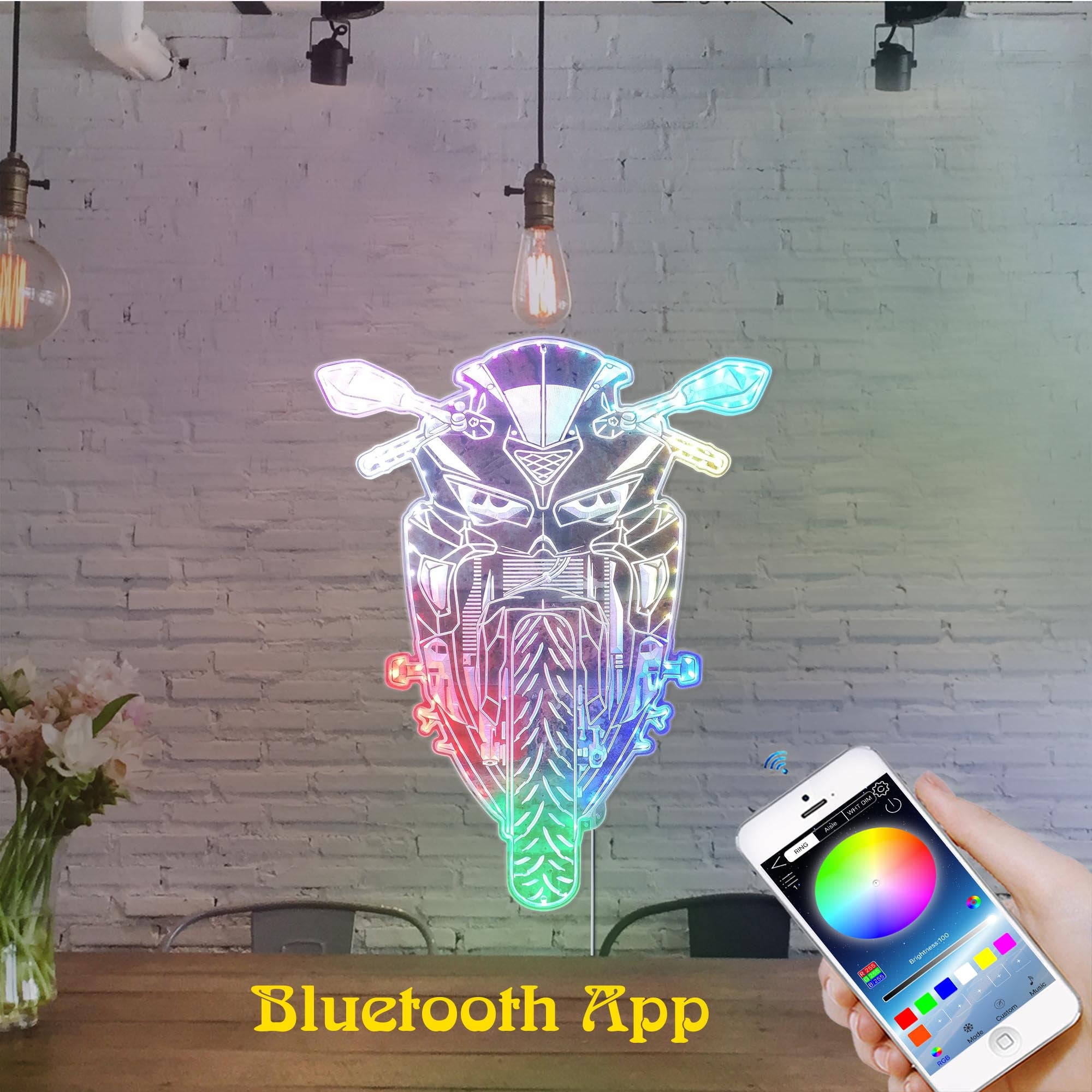 Motorcycles Kawasaki Dynamic RGB Edge Lit LED Sign