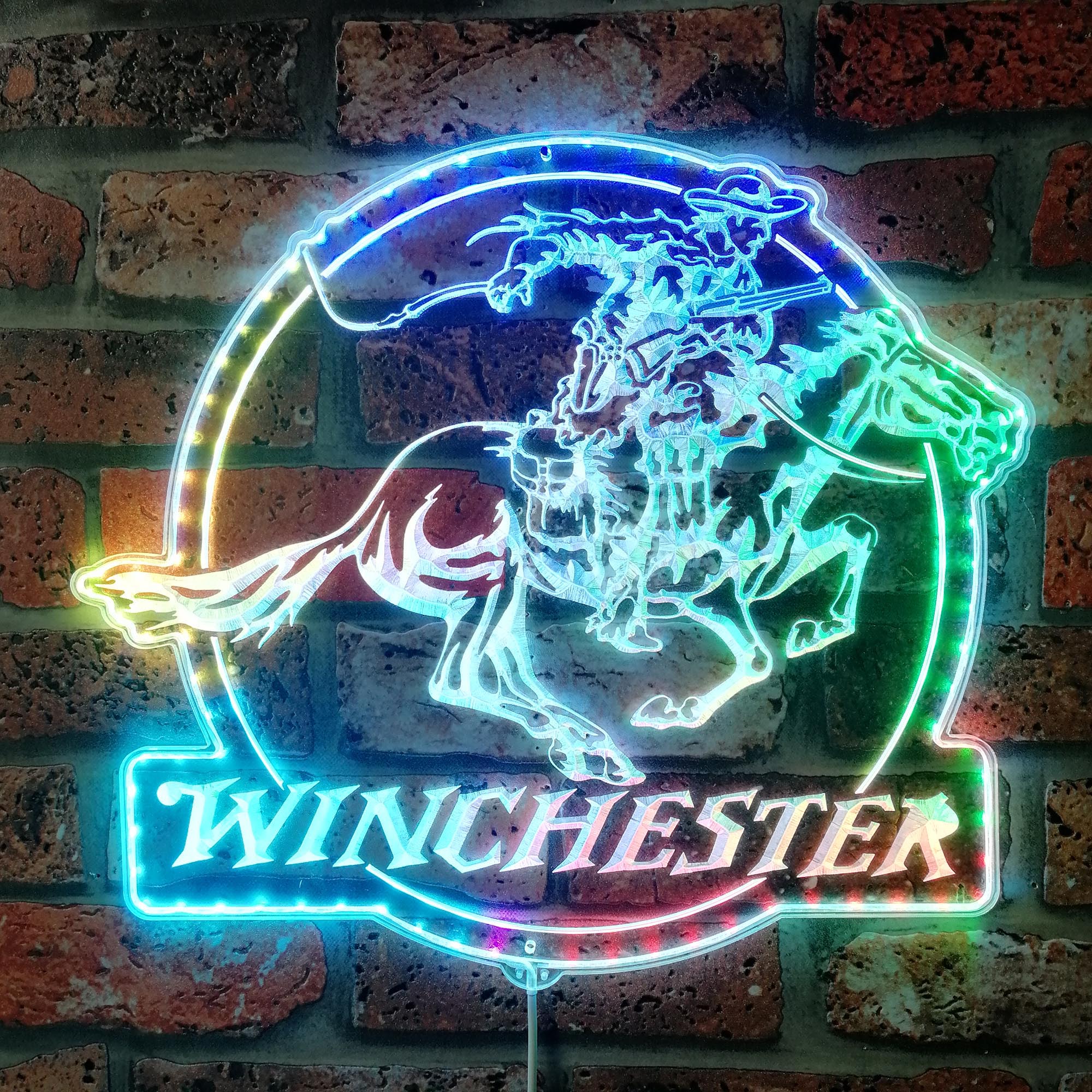 Winchester Logo Cowboys Dynamic RGB Edge Lit LED Sign