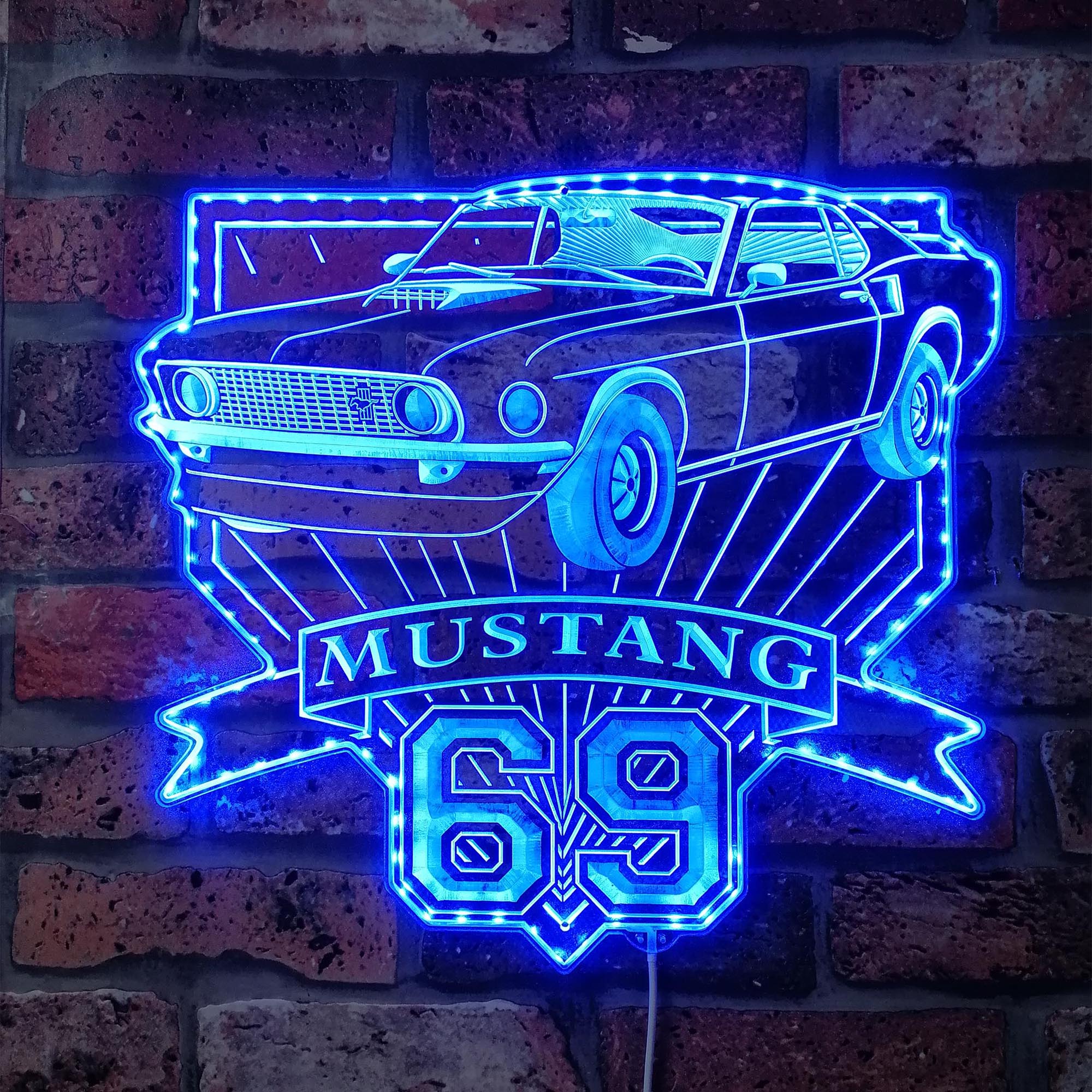 1969 ford-mustang mach 1 351 Dynamic RGB Edge Lit LED Sign