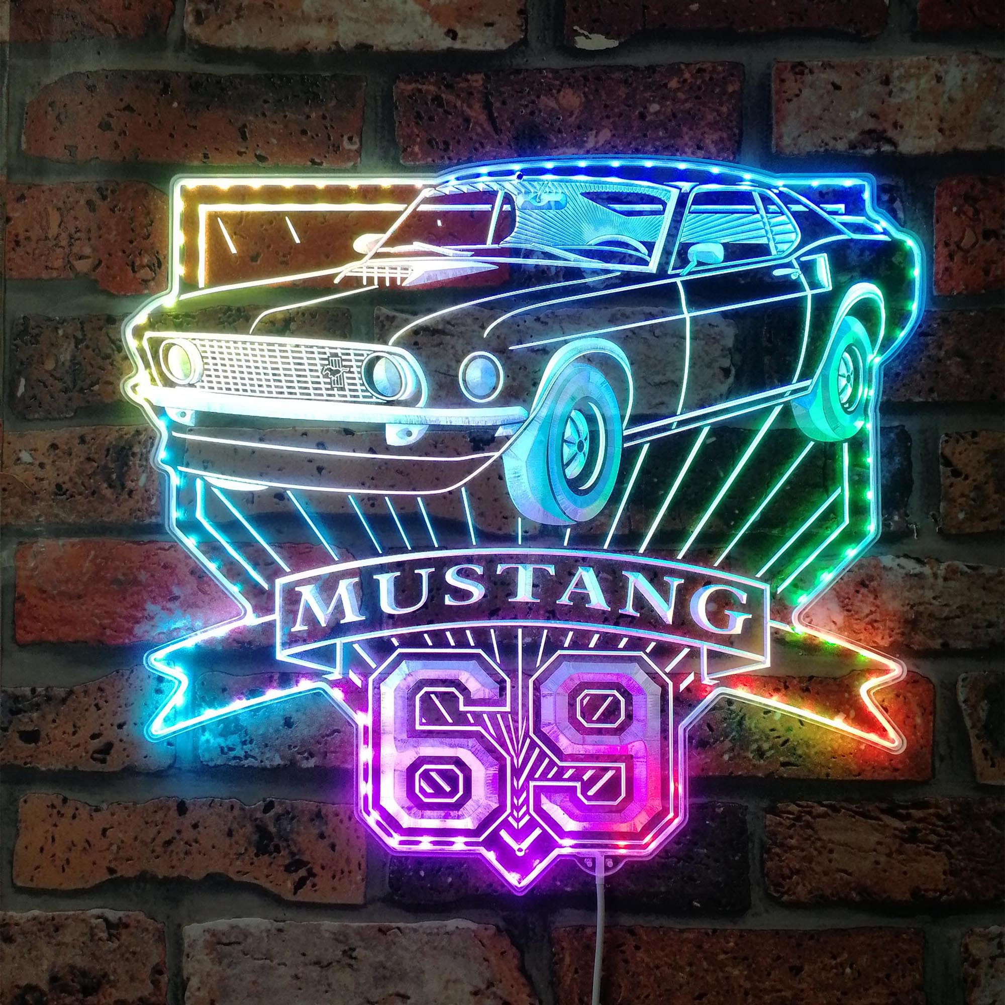 1969 ford-mustang mach 1 351 Dynamic RGB Edge Lit LED Sign