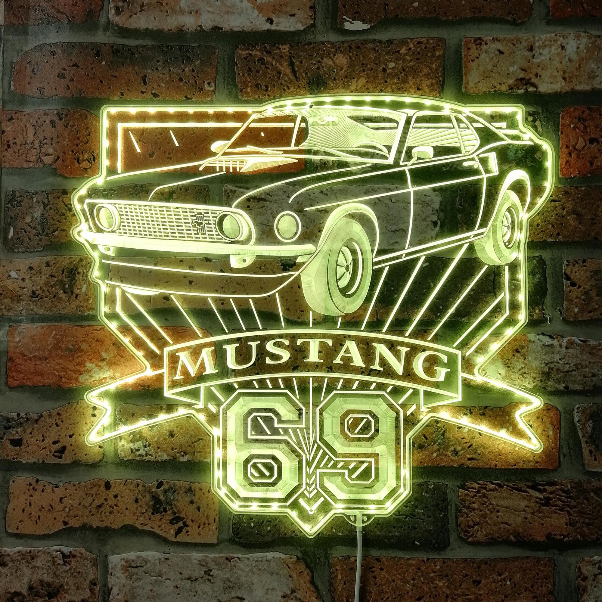 1969 ford-mustang mach 1 351 Dynamic RGB Edge Lit LED Sign