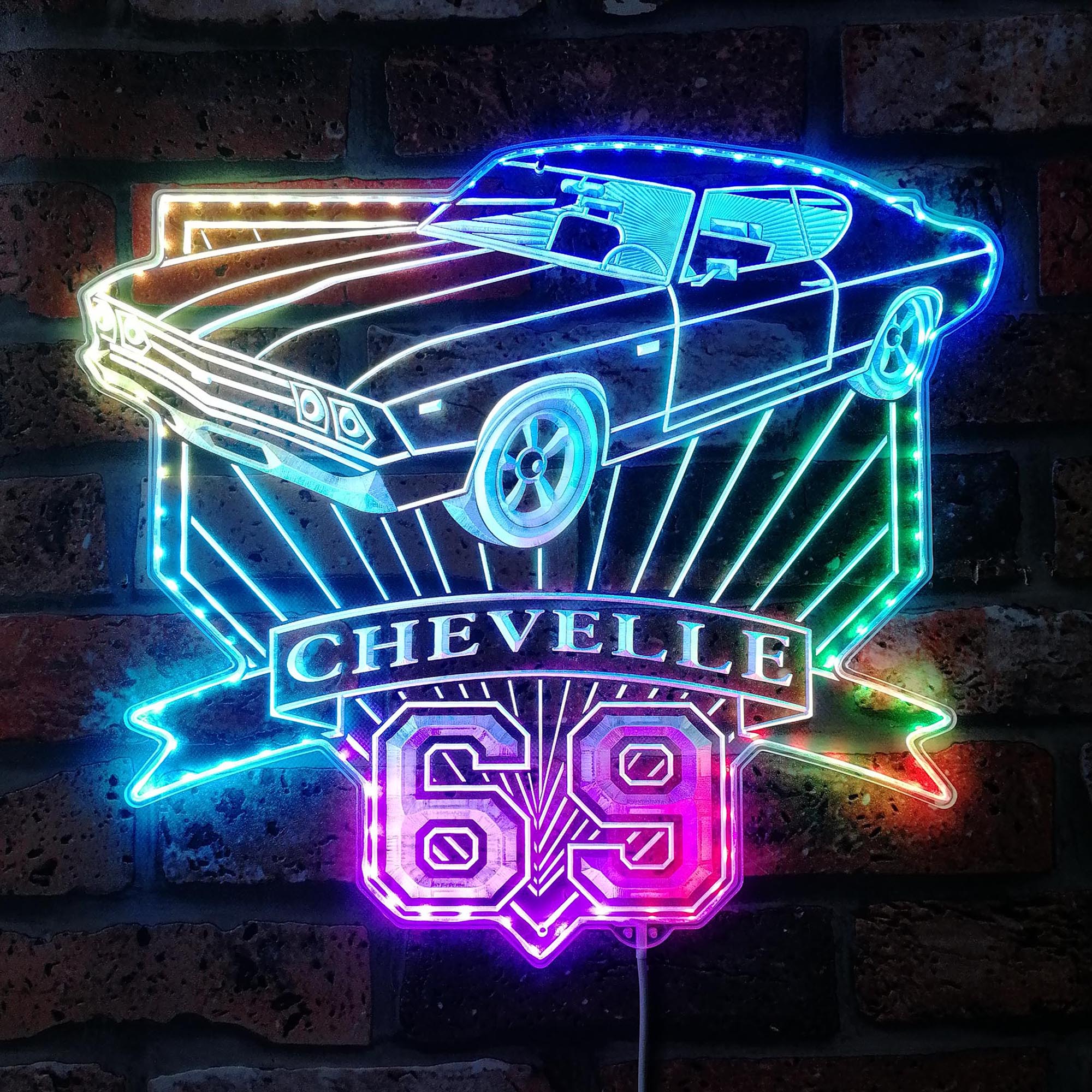 Chevrolet chevelle 1969 Dynamic RGB Edge Lit LED Sign