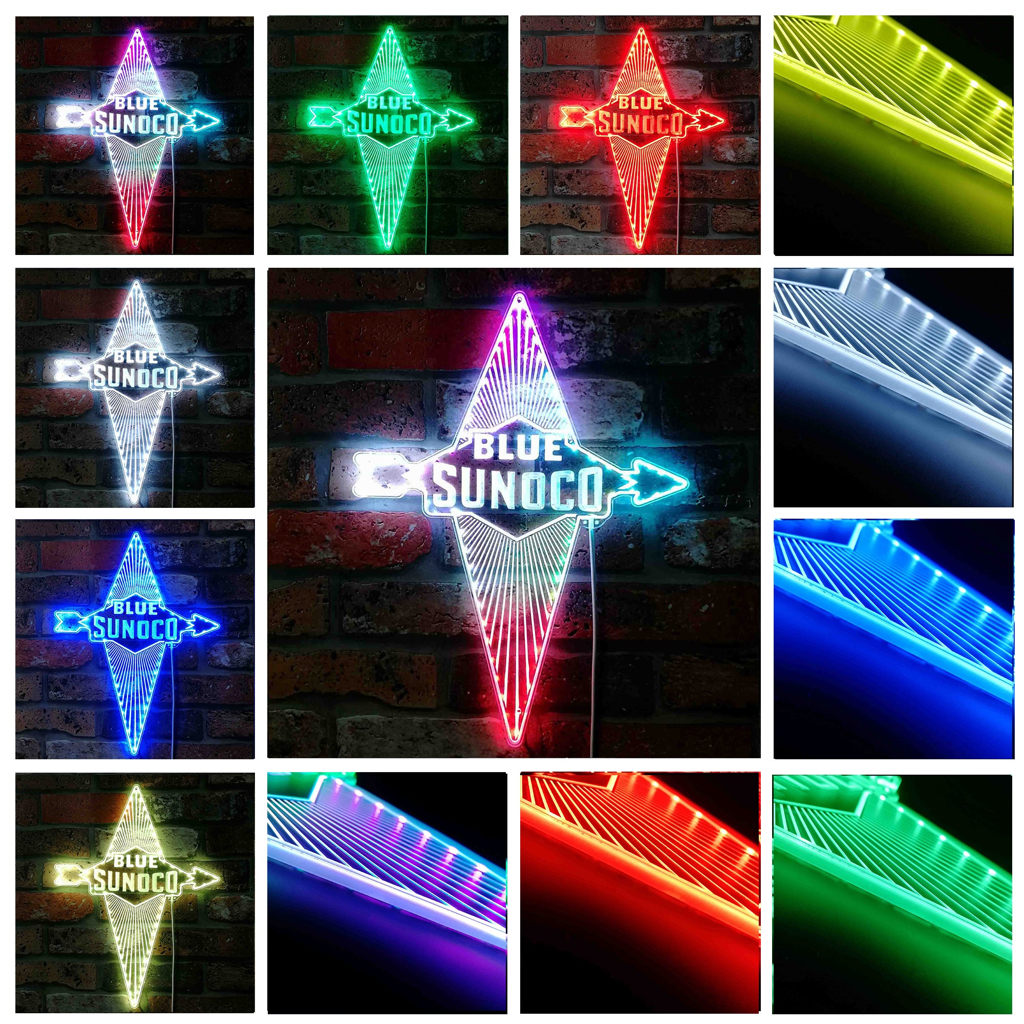 BLUE SUNOCO Dynamic RGB Edge Lit LED Sign