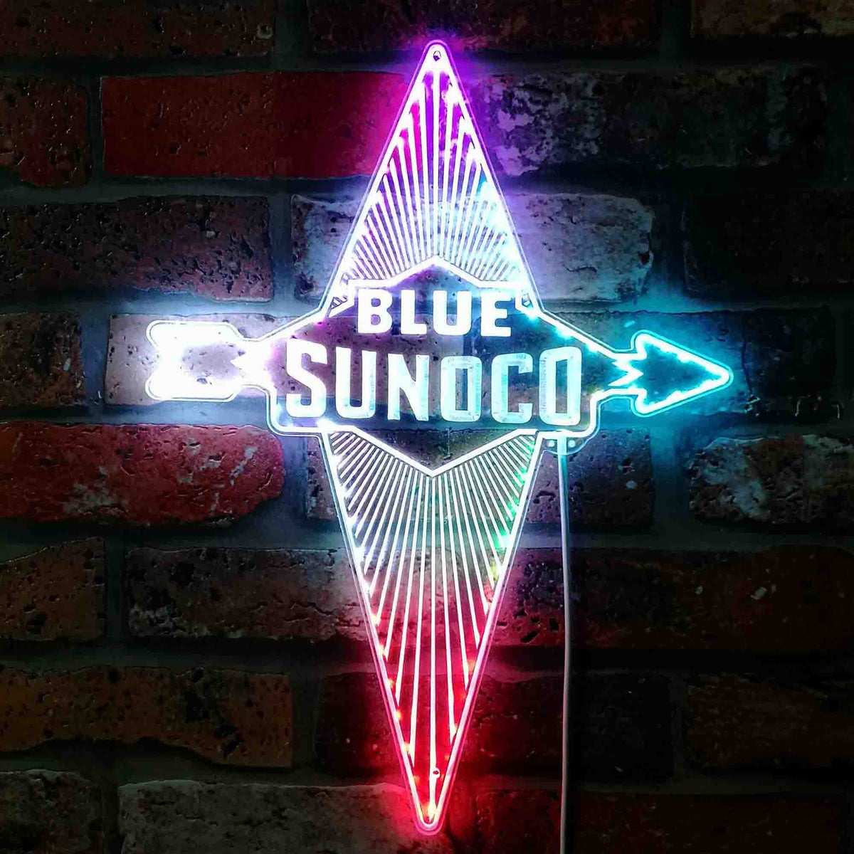 BLUE SUNOCO Dynamic RGB Edge Lit LED Sign | PROLEDSIGN