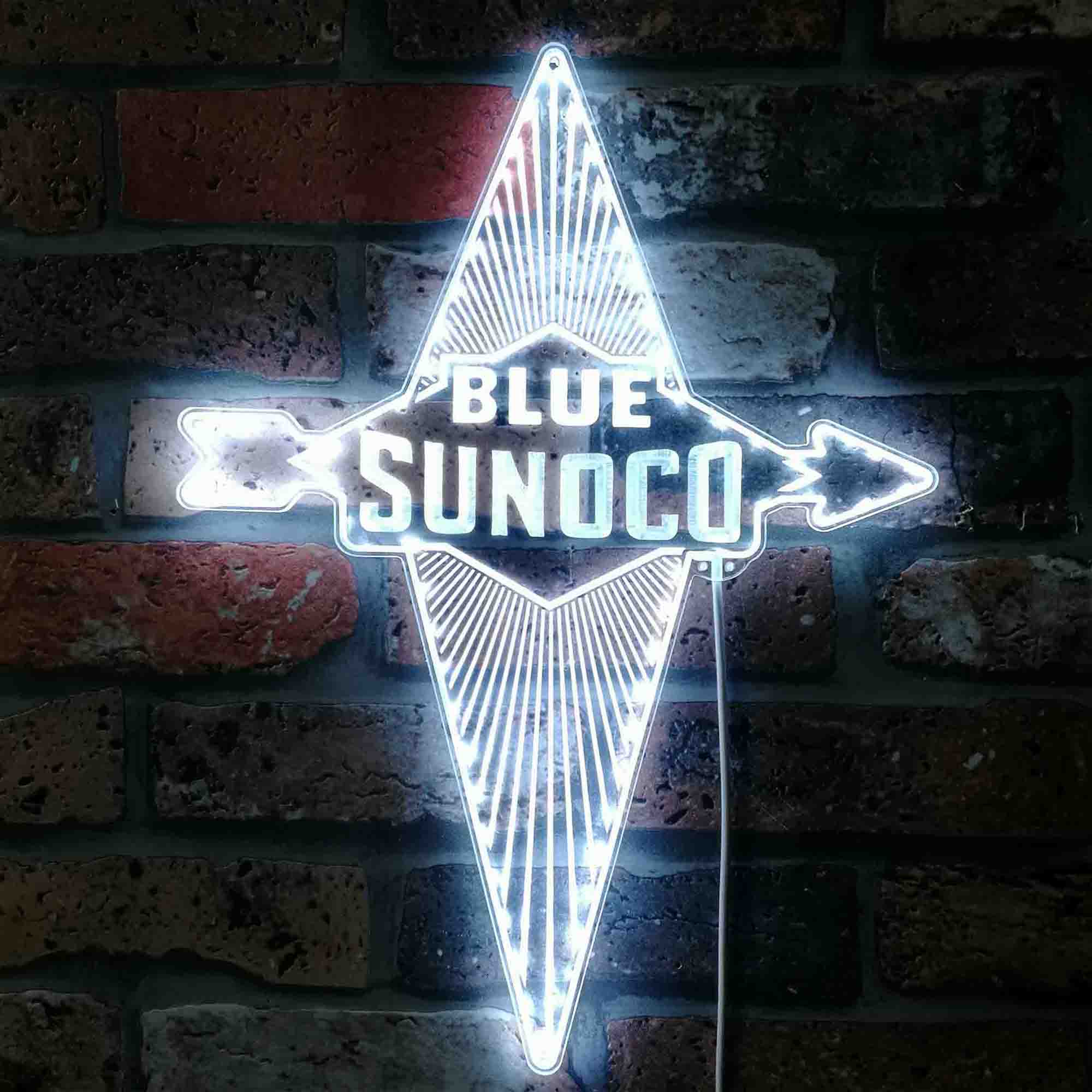 BLUE SUNOCO Dynamic RGB Edge Lit LED Sign