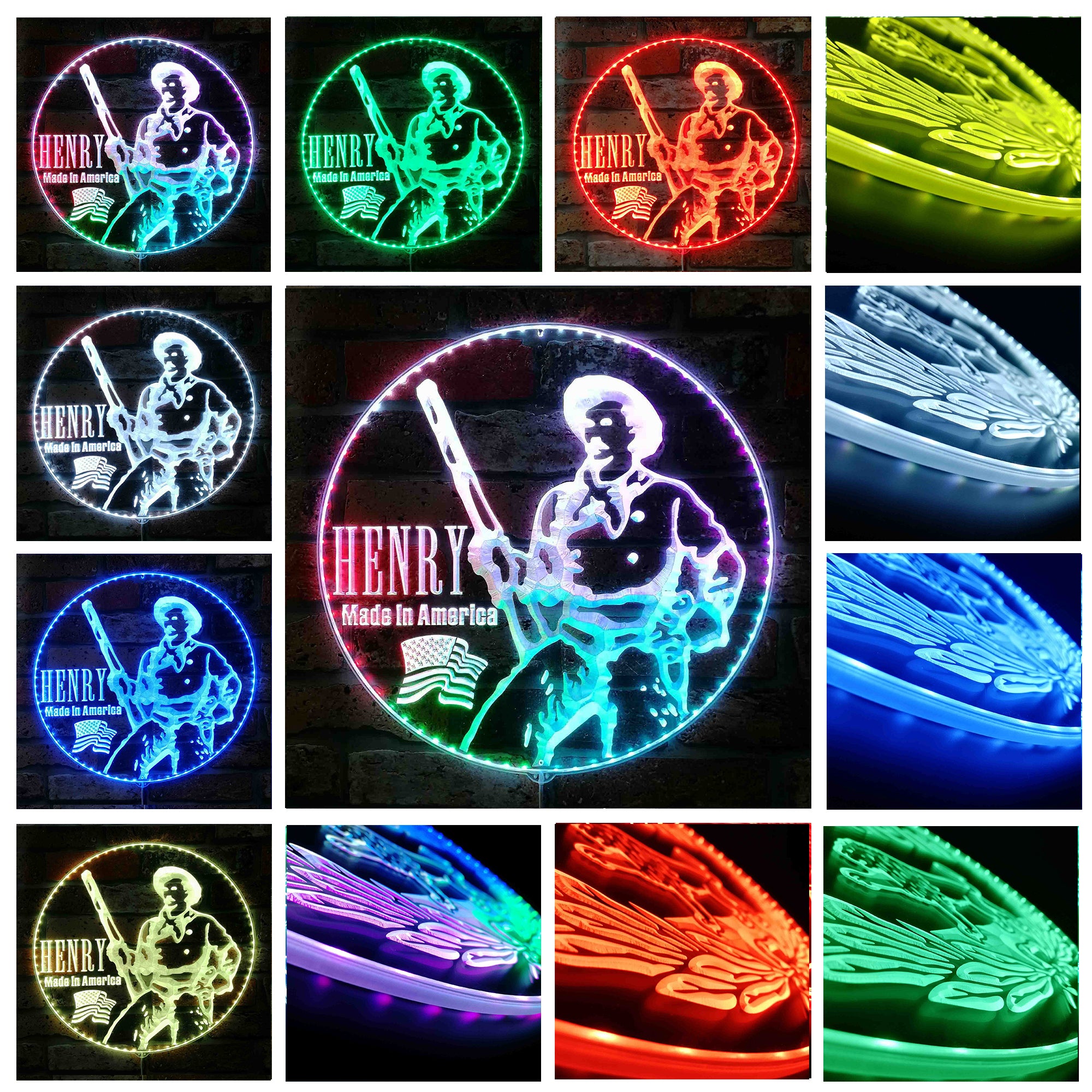 Henry Arms Logo Dynamic RGB Edge Lit LED Sign