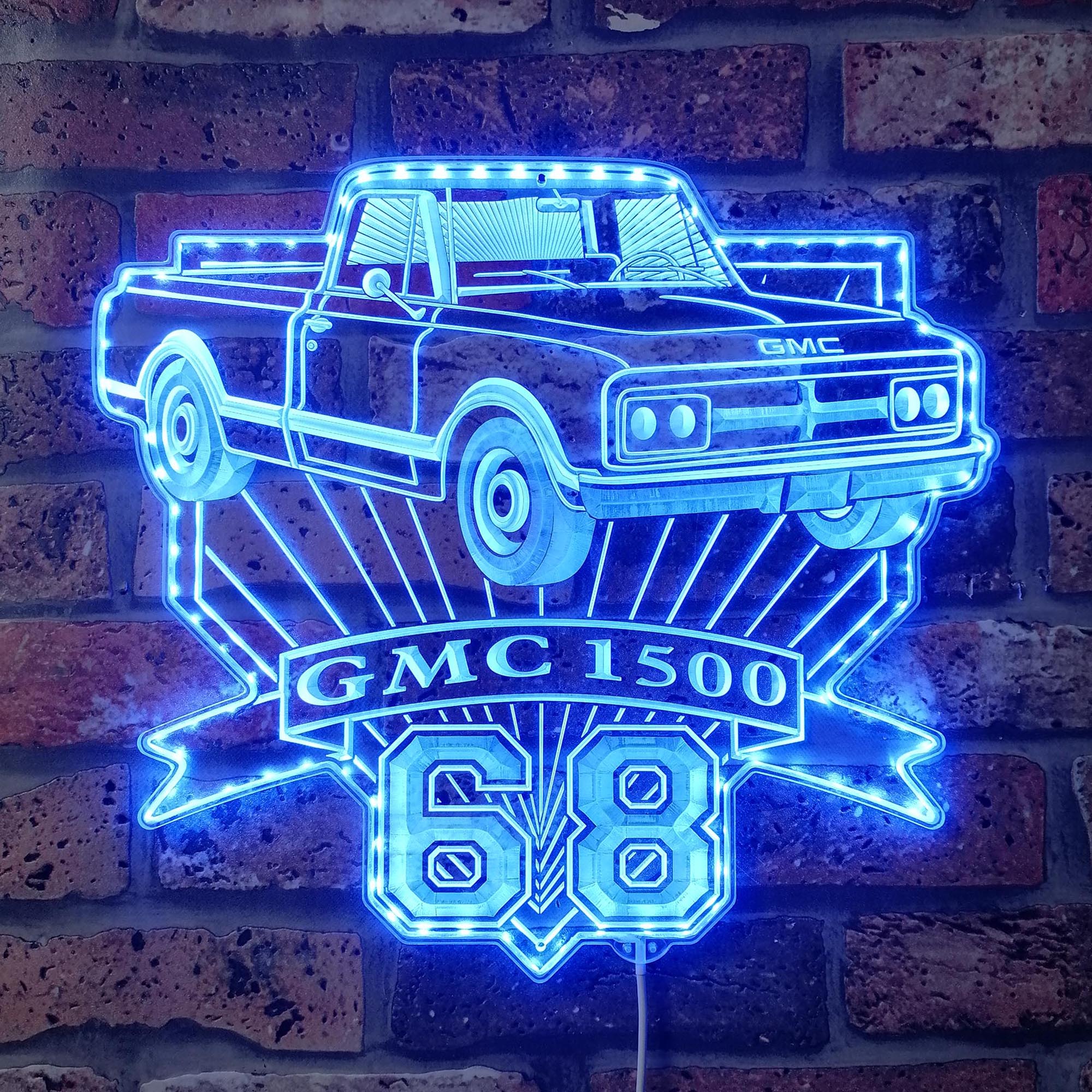 GMC 1500 1968 Dynamic RGB Edge Lit LED Sign