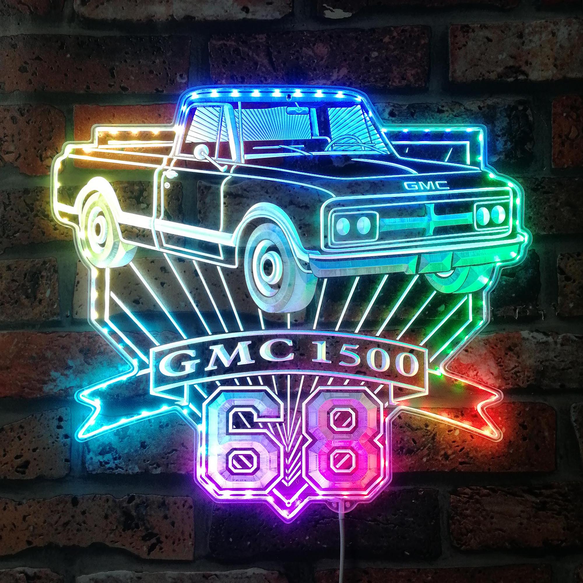 GMC 1500 1968 Dynamic RGB Edge Lit LED Sign