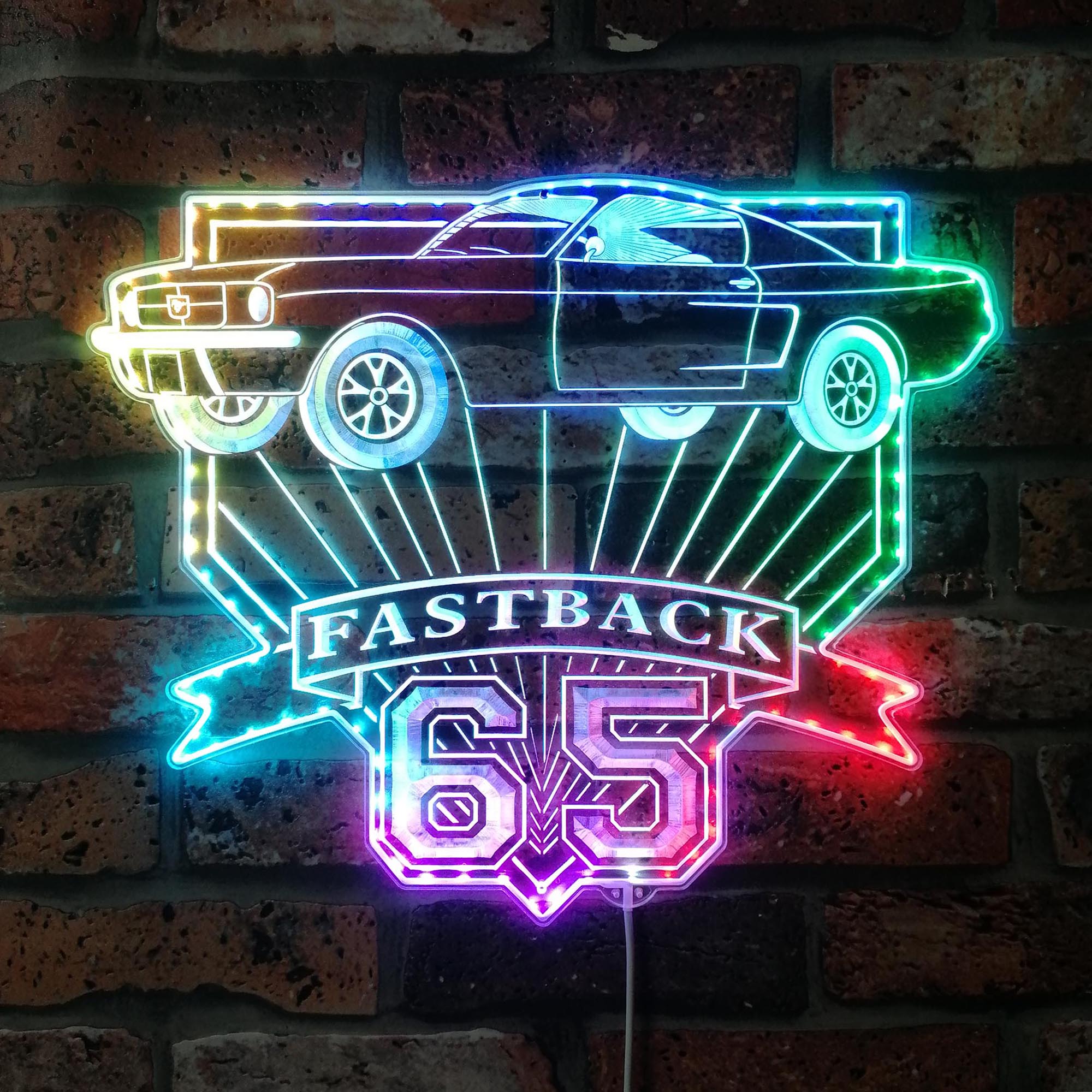 Mustang Fastback 4K 1965 Dynamic RGB Edge Lit LED Sign