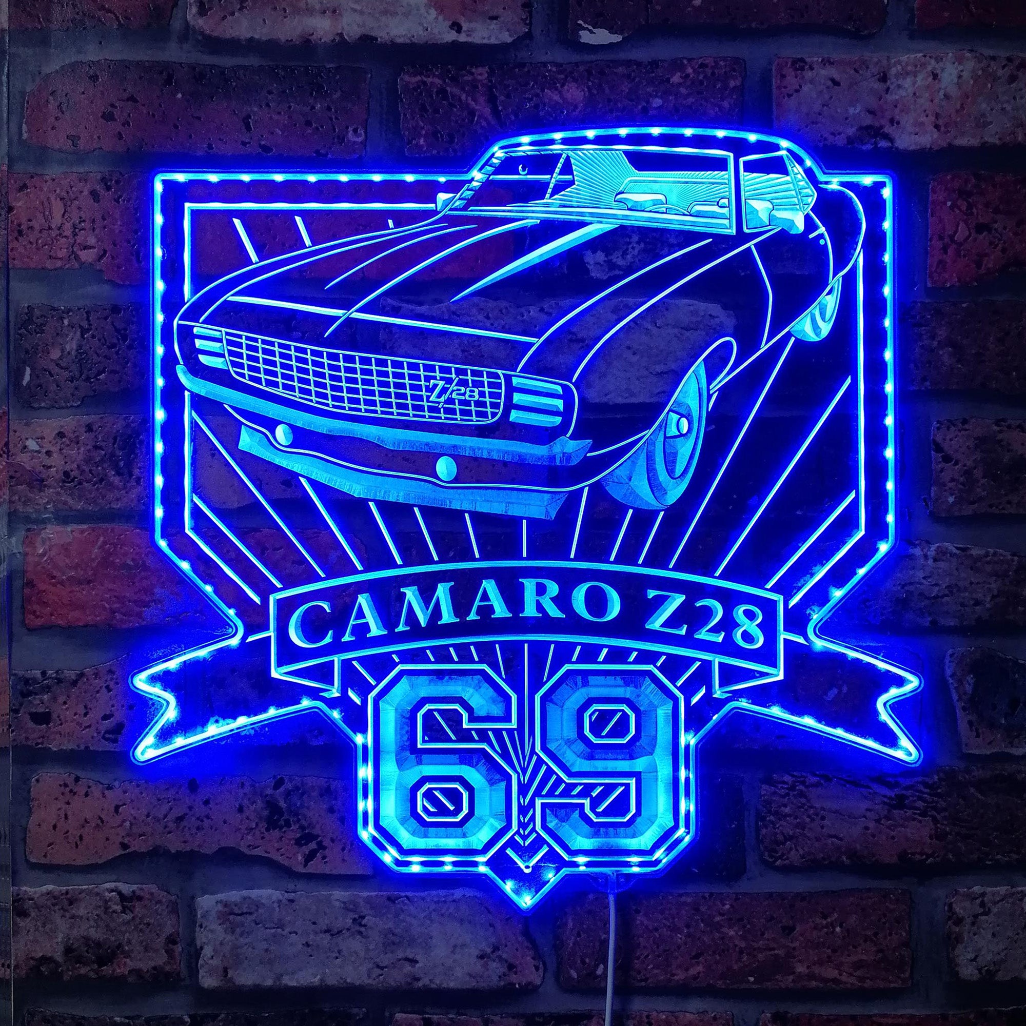 Chevrolet camaro Z/28 1969 Dynamic RGB Edge Lit LED Sign