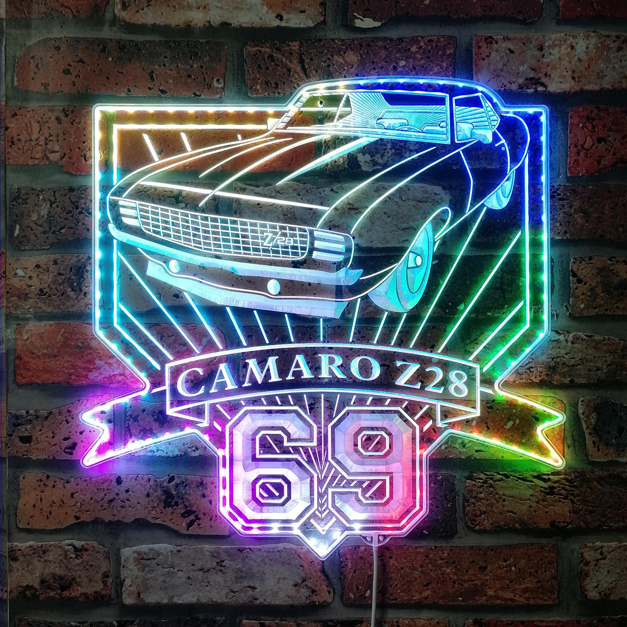 Chevrolet camaro Z/28 1969 Dynamic RGB Edge Lit LED Sign