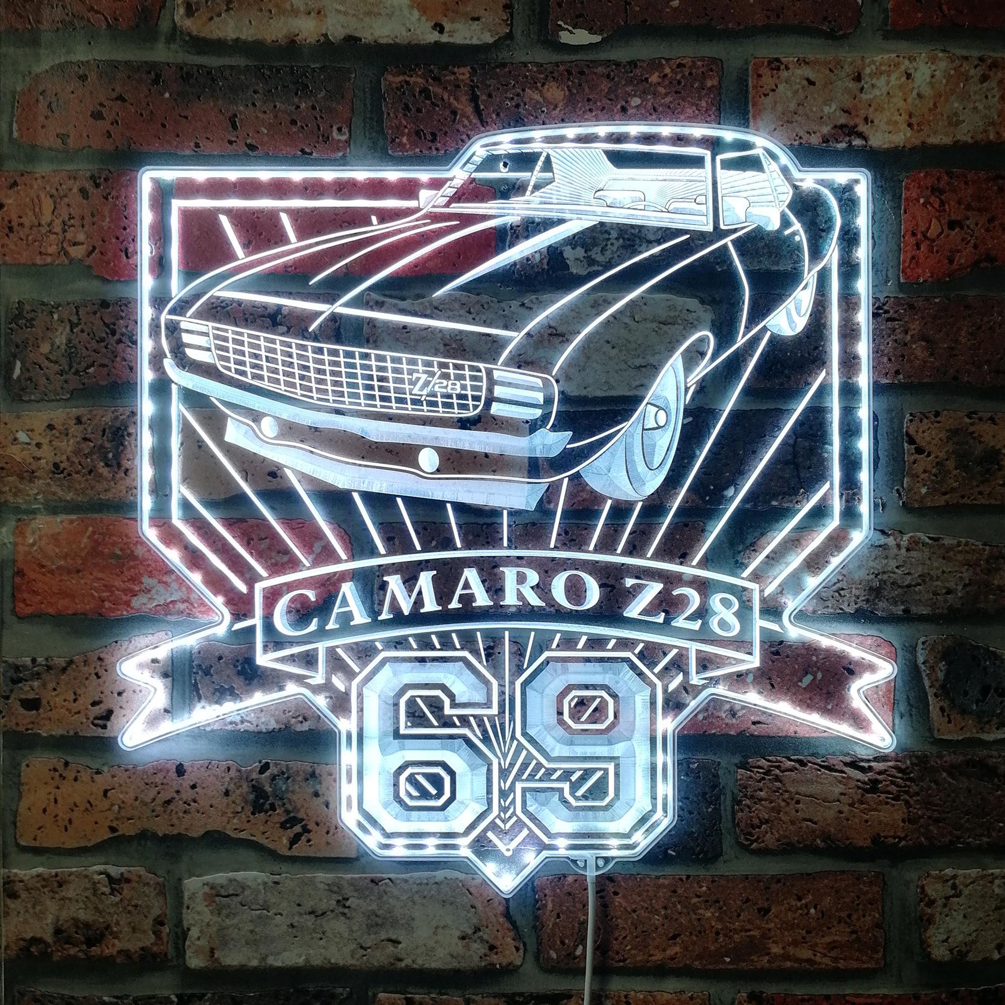 Chevrolet camaro Z/28 1969 Dynamic RGB Edge Lit LED Sign