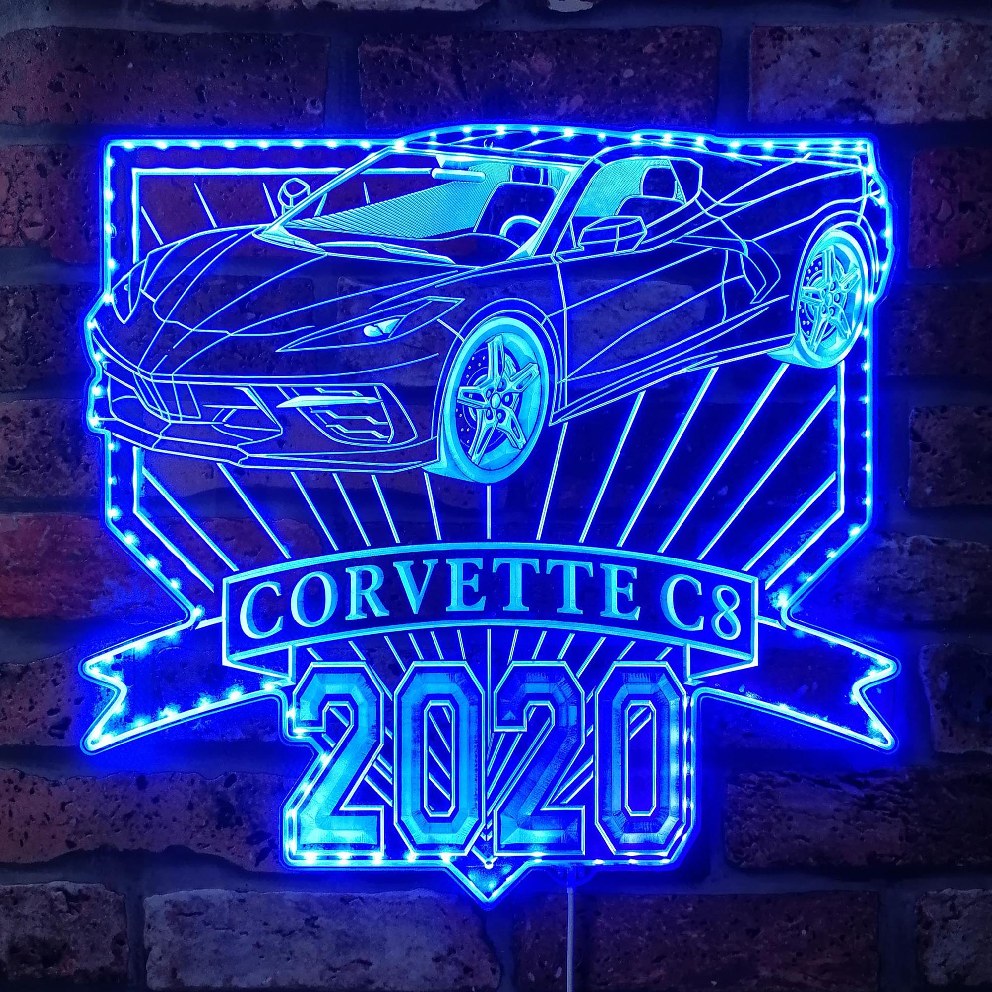 Chevrolet corvette c8 2020 stingray Dynamic RGB Edge Lit LED Sign