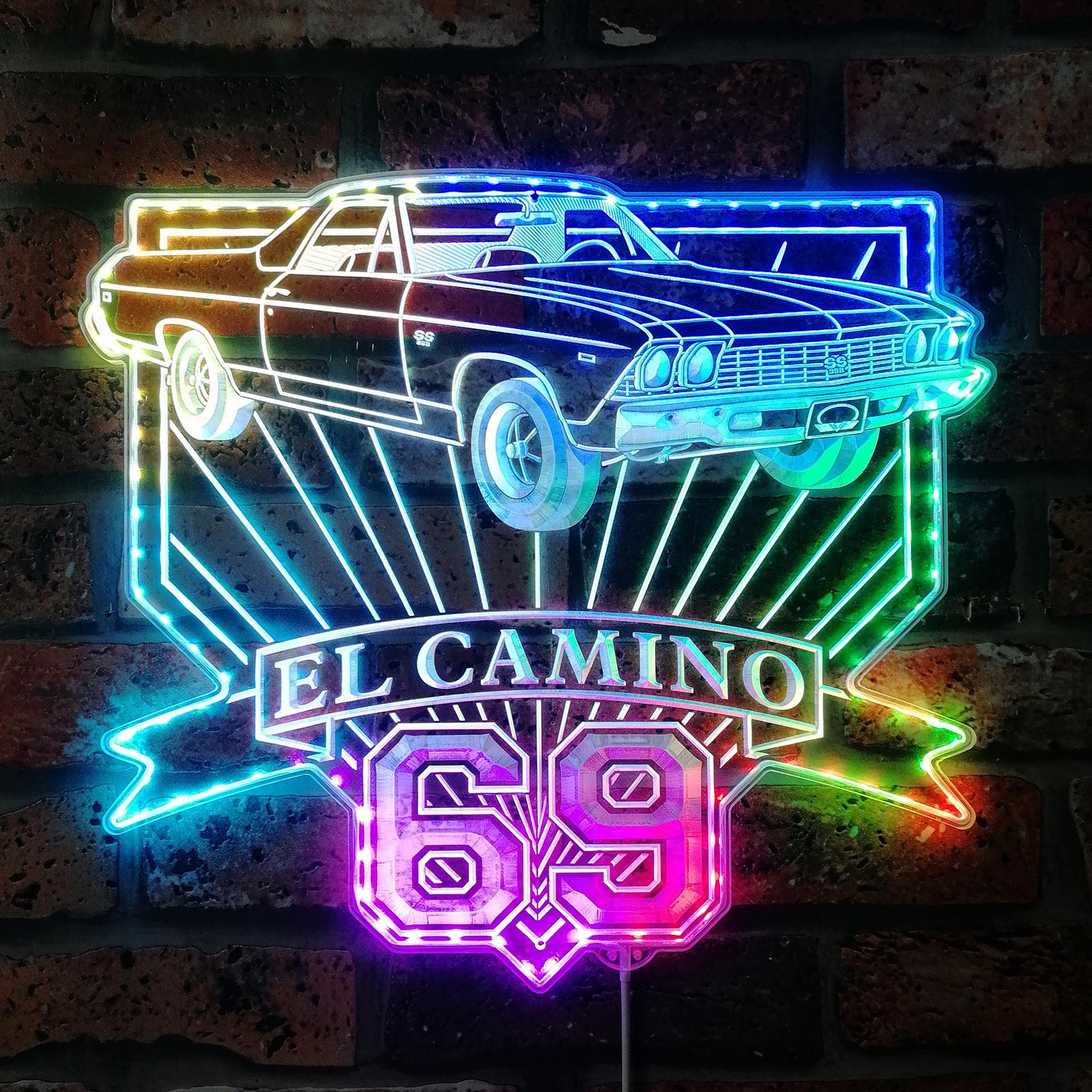 Chevrolet El Camino SS 1969 Dynamic RGB Edge Lit LED Sign