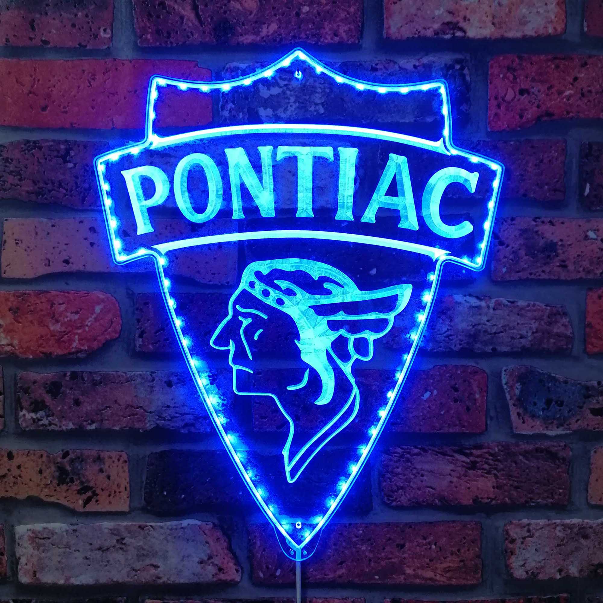 Pontiac 1930 Old Logo Dynamic RGB Edge Lit LED Sign