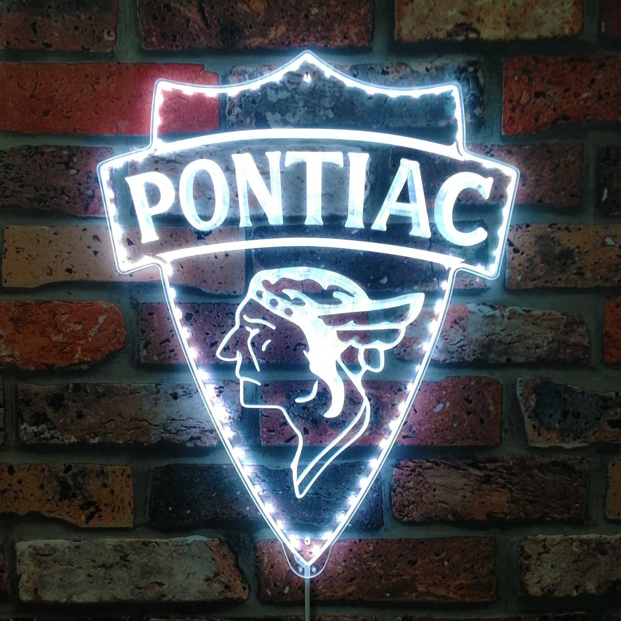 Pontiac 1930 Old Logo Dynamic RGB Edge Lit LED Sign